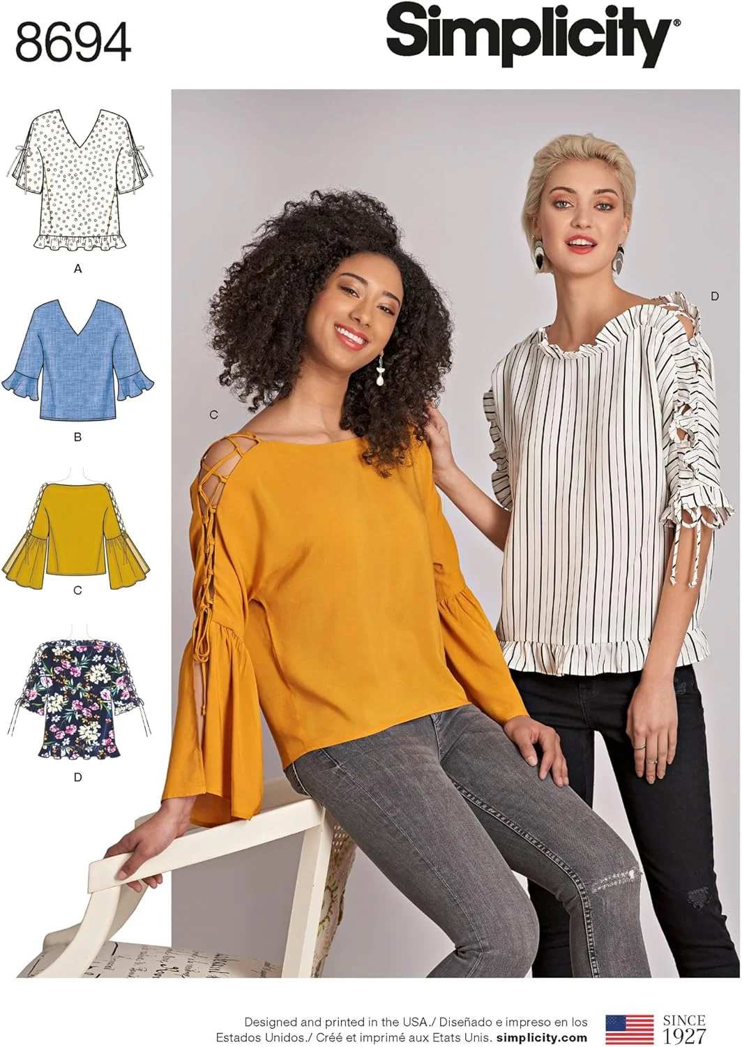 الگوهای خیاطی بلوز آستین گشاد زنانه Simplicity، سایزهای 12-20