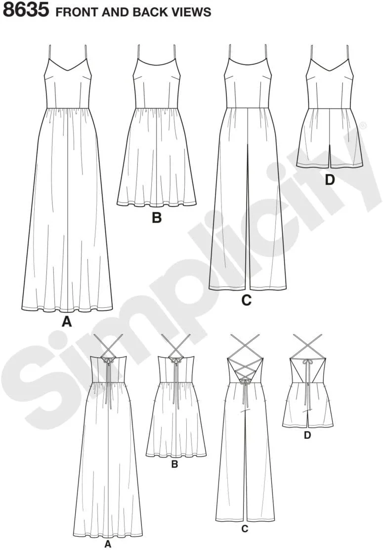 الگوی خیاطی لباس زنانه، جامپسوت و رامپر سادگی، کاغذی، سفید، سایز 14/16/18/20/22