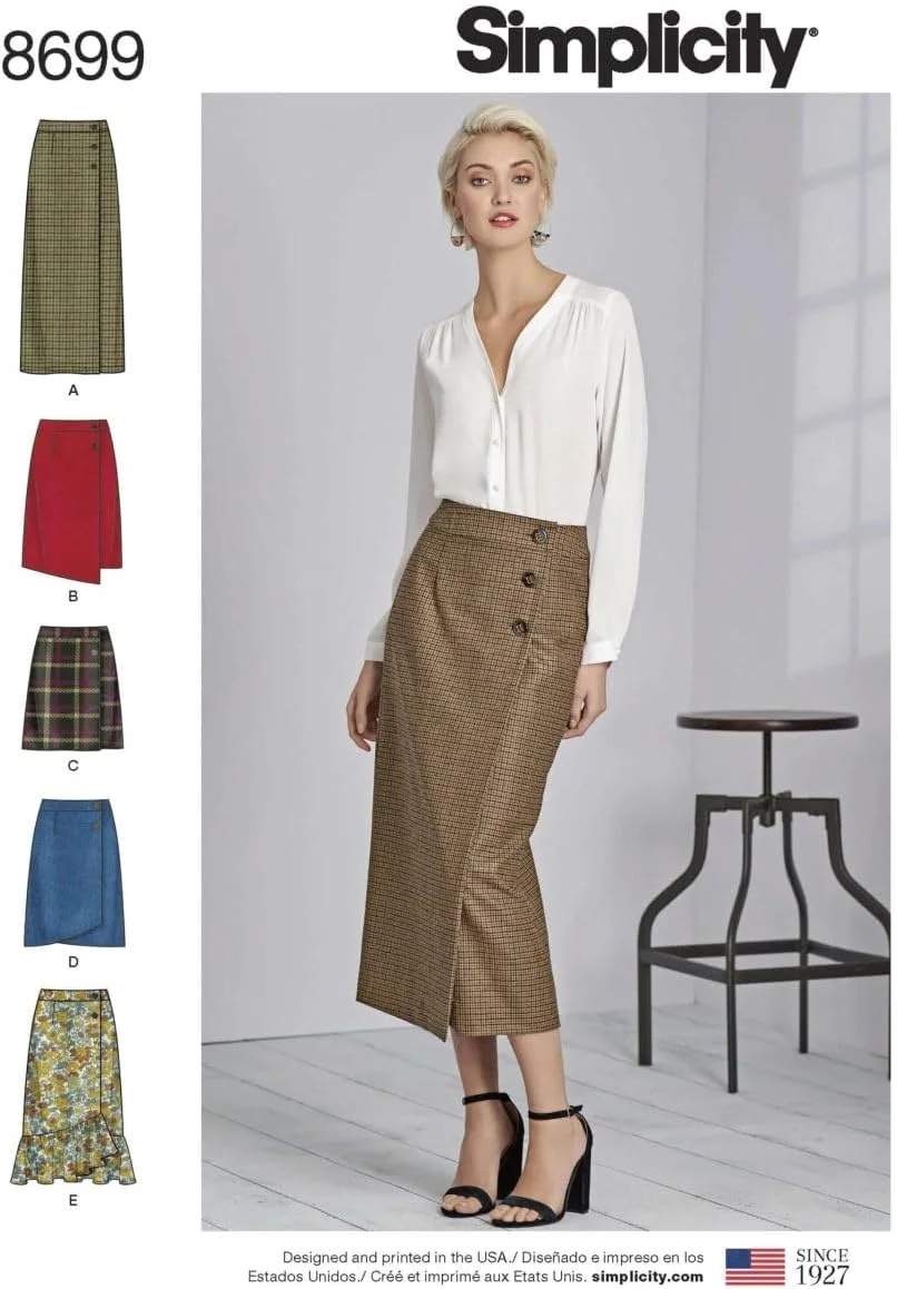 الگوهای خیاطی دامن جلو بسته زنانه Simplicity، سایزهای 14-22