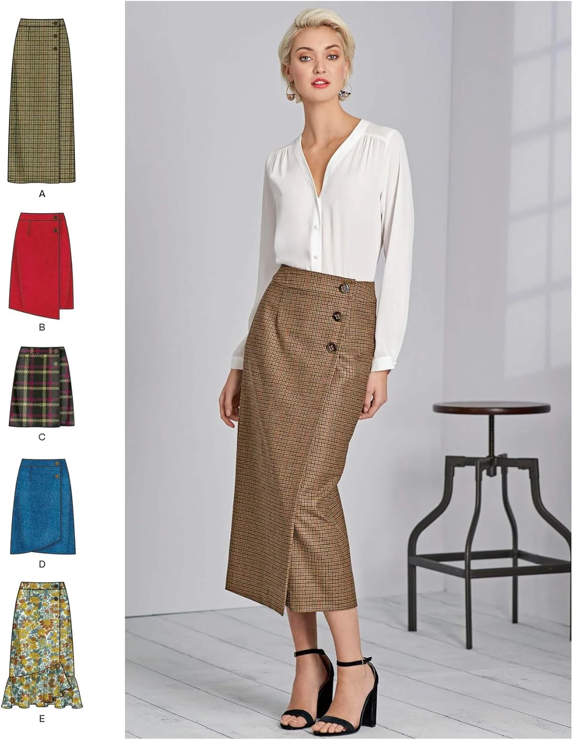 الگوهای خیاطی دامن جلو بسته زنانه Simplicity، سایزهای 6-14