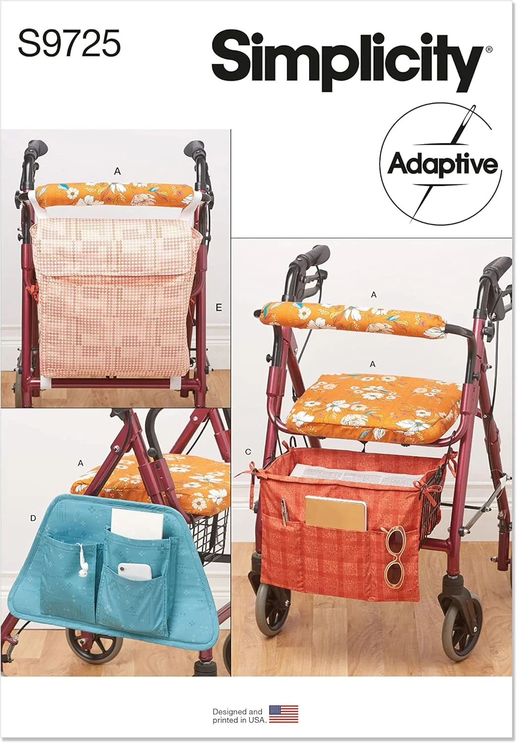 کیت الگوی خیاطی لوازم جانبی واکر چرخدار سادگی، کد S9725، تک سایز، چند رنگ