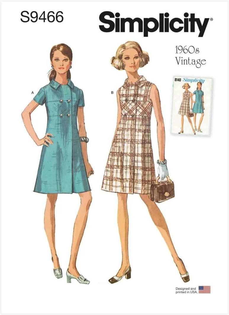 کیت الگوی خیاطی لباس زنانه قدیمی سیمپلیسیتی مدل SS9466H5، کد S9466، سایزهای 6-8-10-12-14