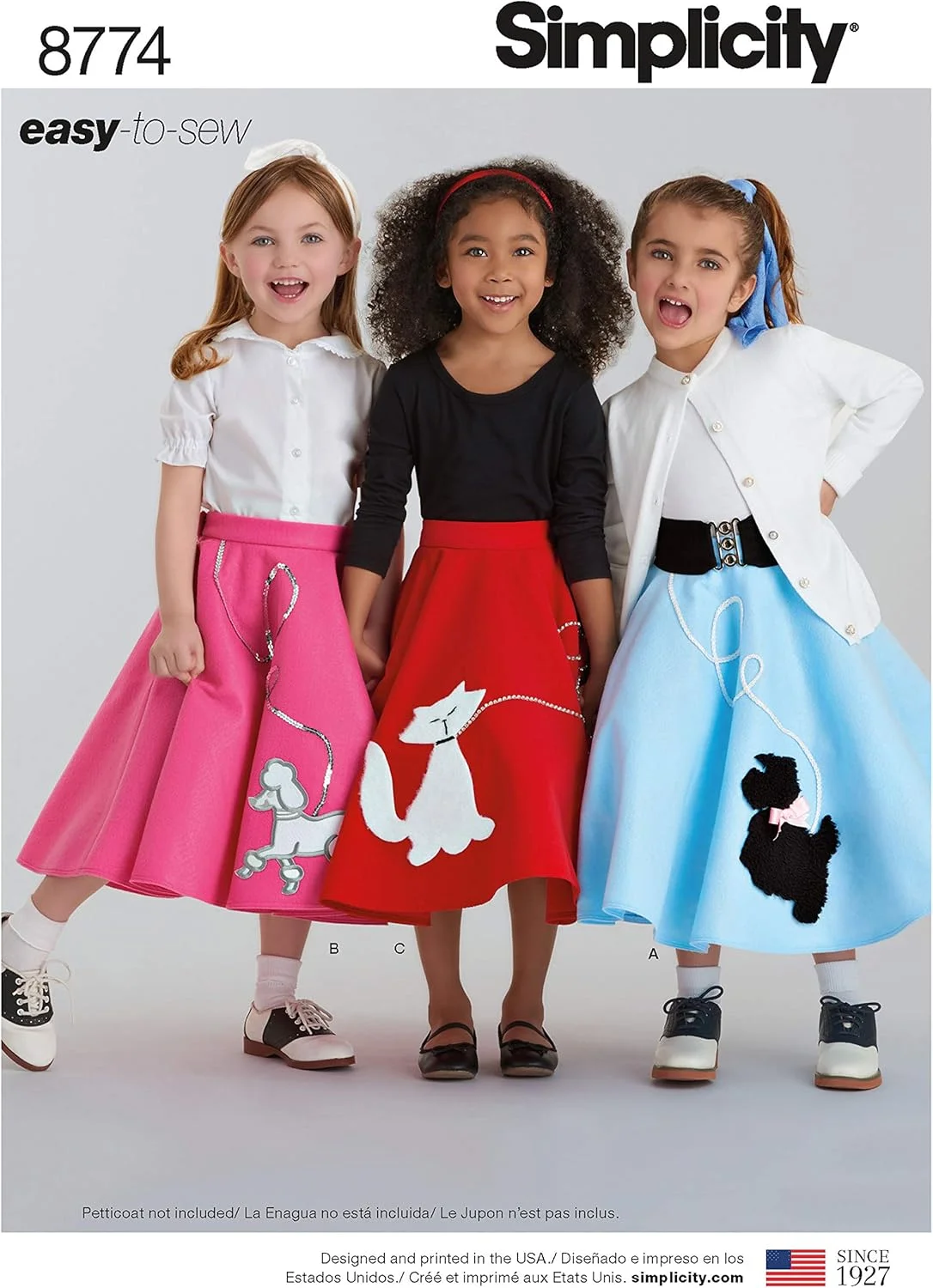 الگوی خیاطی دامن پودل دخترانه Simplicity 8774، سبک راکابیلی دهه 1950، سایزهای 7-14