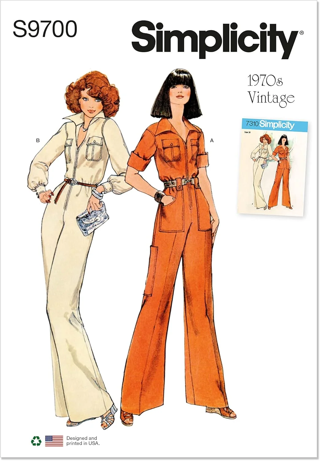 الگوی خیاطی جامپسوت زنانه قدیمی Simplicity، دو تکه چند رنگ