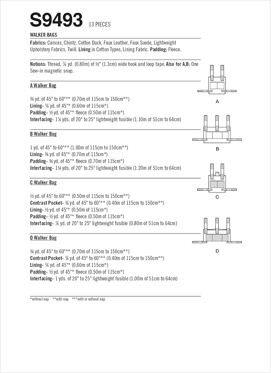 کیت الگوی خیاطی کیف واکر سادگی، کد S9493، یک سایز، چند رنگ