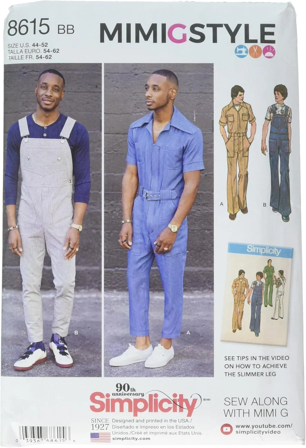الگوهای خیاطی سرهمی و جامپسوت مردانه Simplicity US8615BB اثر Mimi G Style، سایزهای 44-52