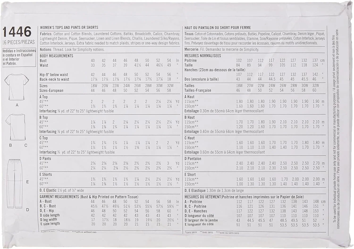 الگوی خیاطی آسان زنانه Simplicity US1446FF برای دوخت پیراهن، شلوار و شورت، کد 1446، سایزهای 18W-24W الگوی خیاطی آسان زنانه Simplicity US1446FF برای دوخت پیراهن، شلوار و شورت، کد 1446، سایزهای 18W-24W