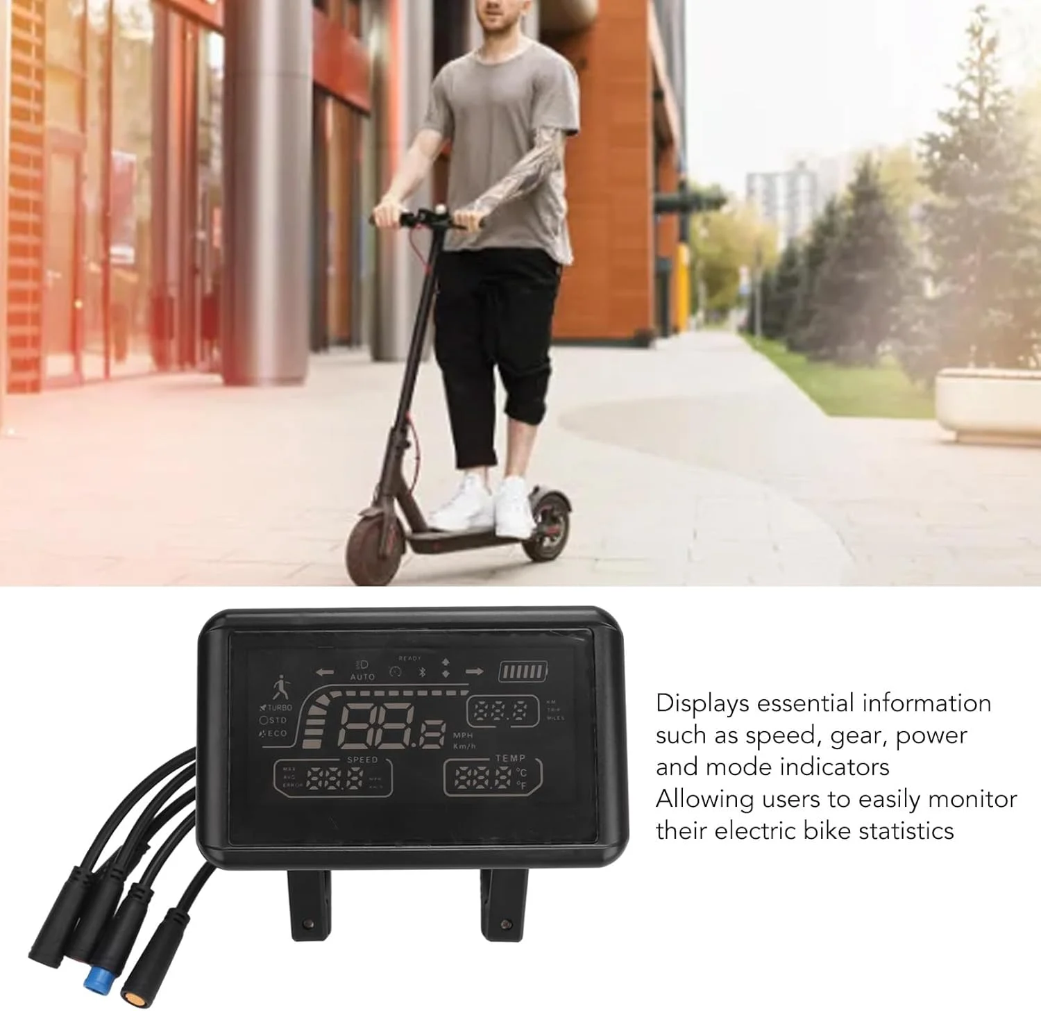 نمایشگر LCD برقی Jiawu، پنل کنترل اسکوتر برقی، نمایشگر کامپیوتر دوچرخه ضد آب با دوشاخه، ضد آب برای اصلاح برقی، Jiawuur8cgg23od