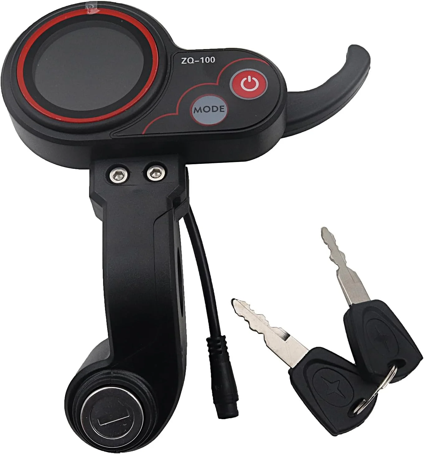 نمایشگر LCD ZQ-100 با دریچه گاز 6 پین و کلید قفل درب برقی برای لوازم جانبی داشبورد اسکوتر برقی - مشکی