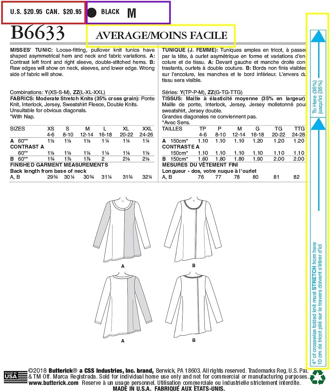 الگوهای خیاطی بلوز آستین بلند نامتقارن زنانه Butterick B6633Y اثر کاترین تیلتون، سایزهای 4-14 الگوهای خیاطی بلوز آستین بلند نامتقارن زنانه Butterick B6633Y اثر کاترین تیلتون، سایزهای 4-14