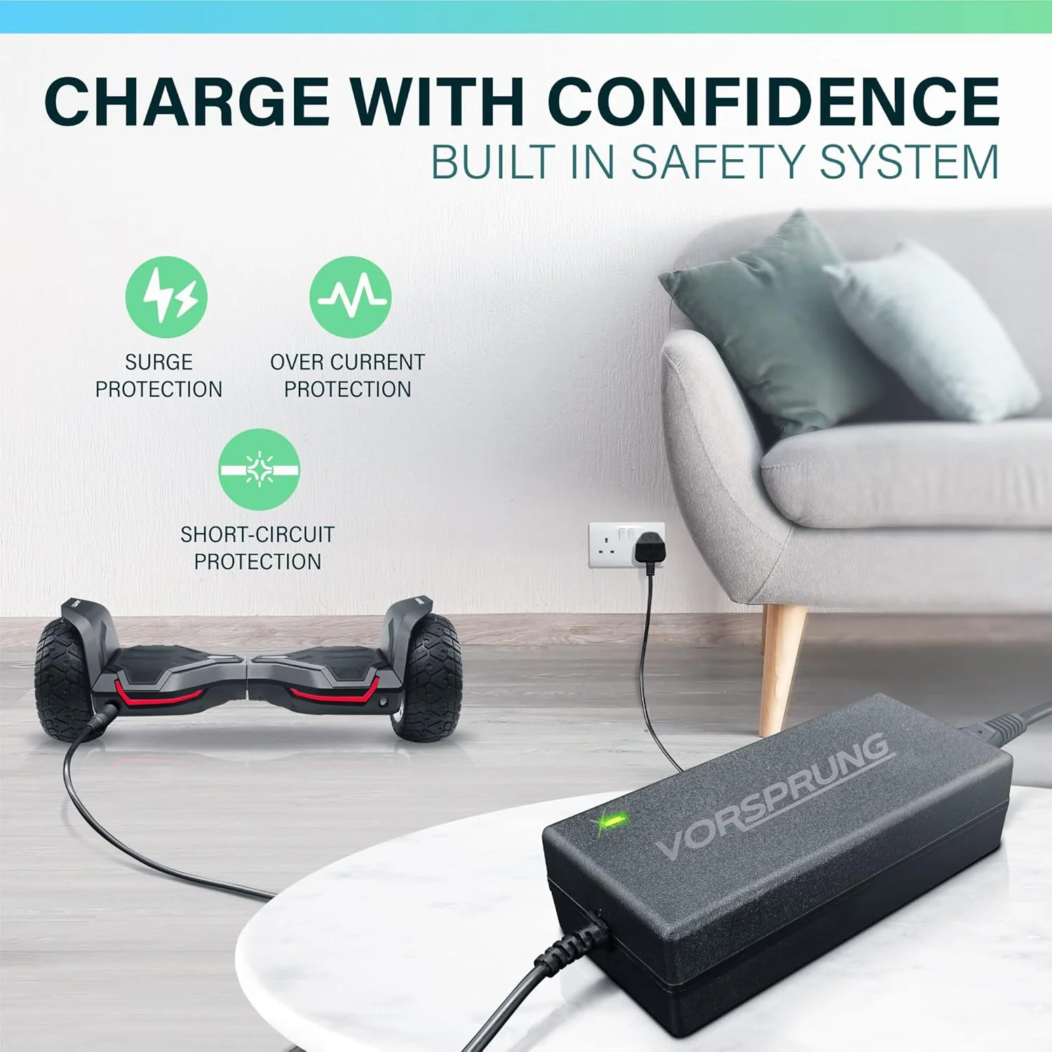 شارژر اسکوتر و هاوربرد سریع VORSPRUNG® (خود تعادل) با نشانگر LED، مناسب برای: Segway، Hausebell Bluefin Ameritoy Powerboard WeeCoo Coolreall LeRay Fiturbo - 42 ولت 2 آمپر AC (3 پین به دوشاخه UK) شارژر اسکوتر و هاوربرد سریع VORSPRUNG® (خود تعادل) با نشانگر LED، مناسب برای: Segway، Hausebell Bluefin Ameritoy Powerboard WeeCoo Coolreall LeRay Fiturbo - 42 ولت 2 آمپر AC (3 پین به دوشاخه UK)
