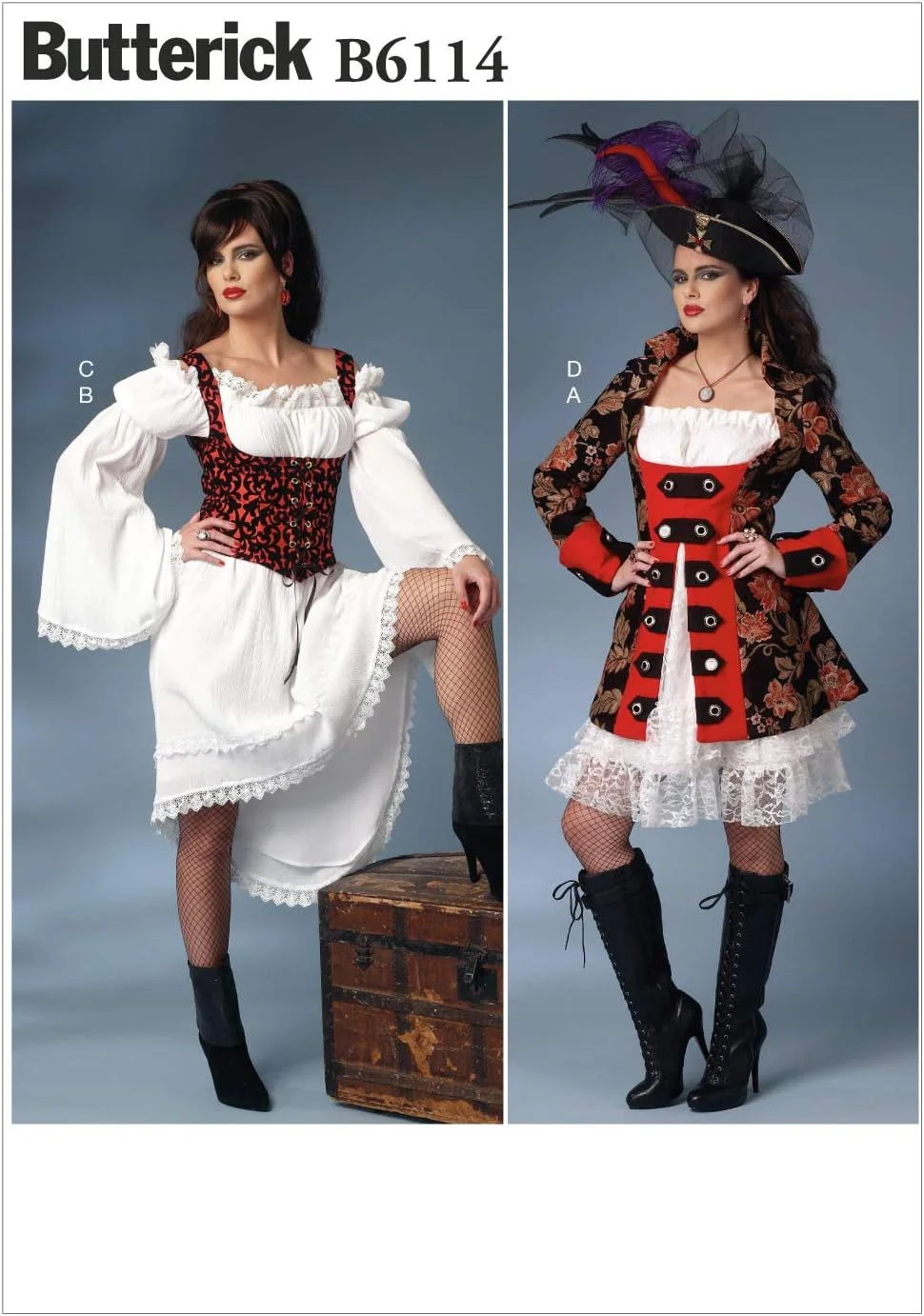 الگوهای خیاطی Butterick 6114 E5 سایزهای 14-16 - 18-20 - 22 لباس زنانه، سفید مایل به شیری