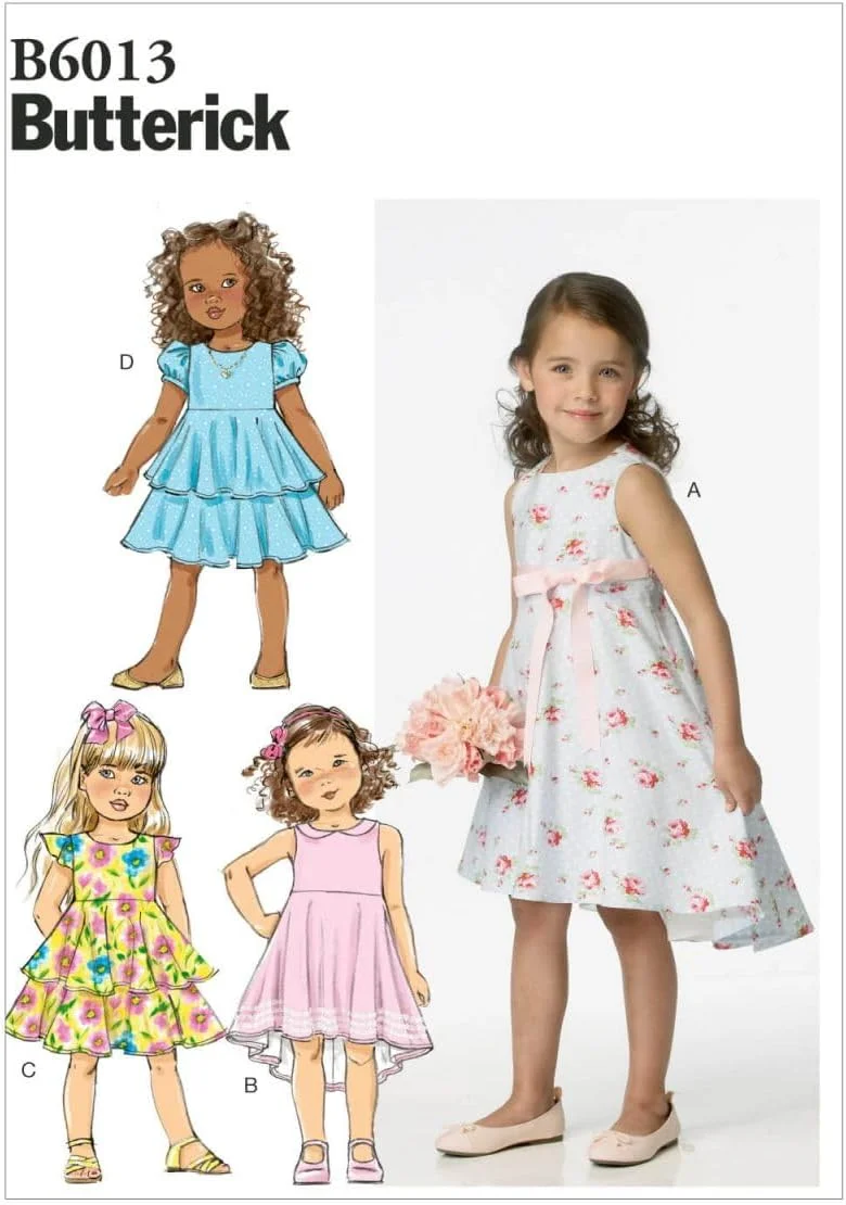 الگوهای خیاطی Butterick 6013CDD لباس بچگانه/دخترانه، چند رنگ، چند رنگی، CDD (2-3-4-5)
