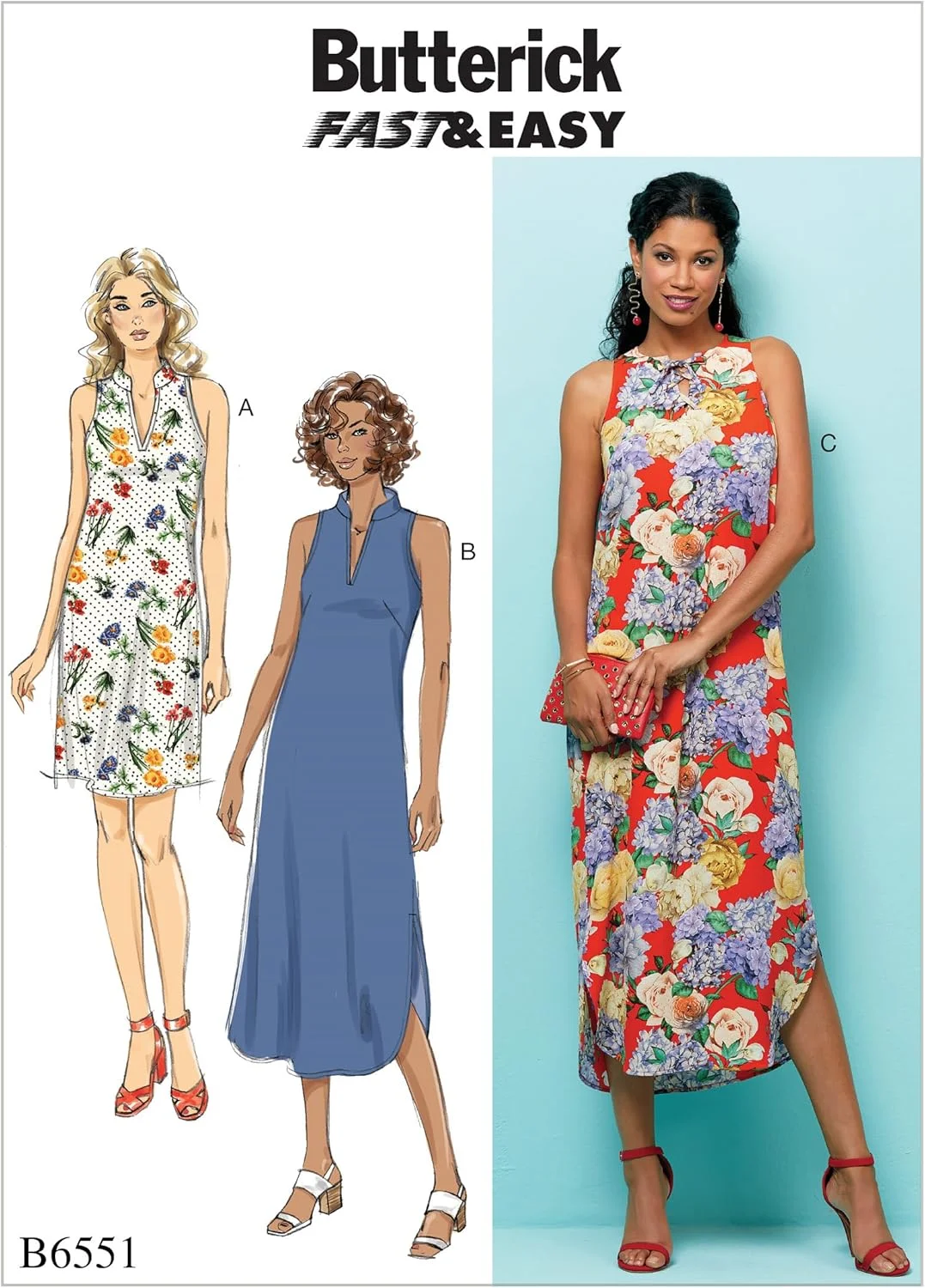 الگوهای خیاطی باتریک 6551 سایزهای XS-M، لباس زنانه، کاغذی، چند رنگ، 17 x 0.5 x 22 سانتی متر