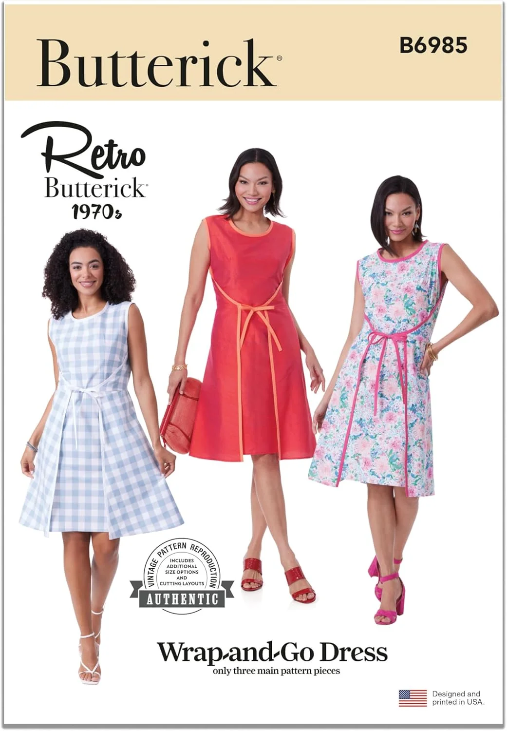 الگوی خیاطی آسان برای دوخت پیراهن بدون آستین نیمه جذب زنانه باتریک، کد طراحی B6985، سایزهای 8-10-12-14-16، چند رنگ