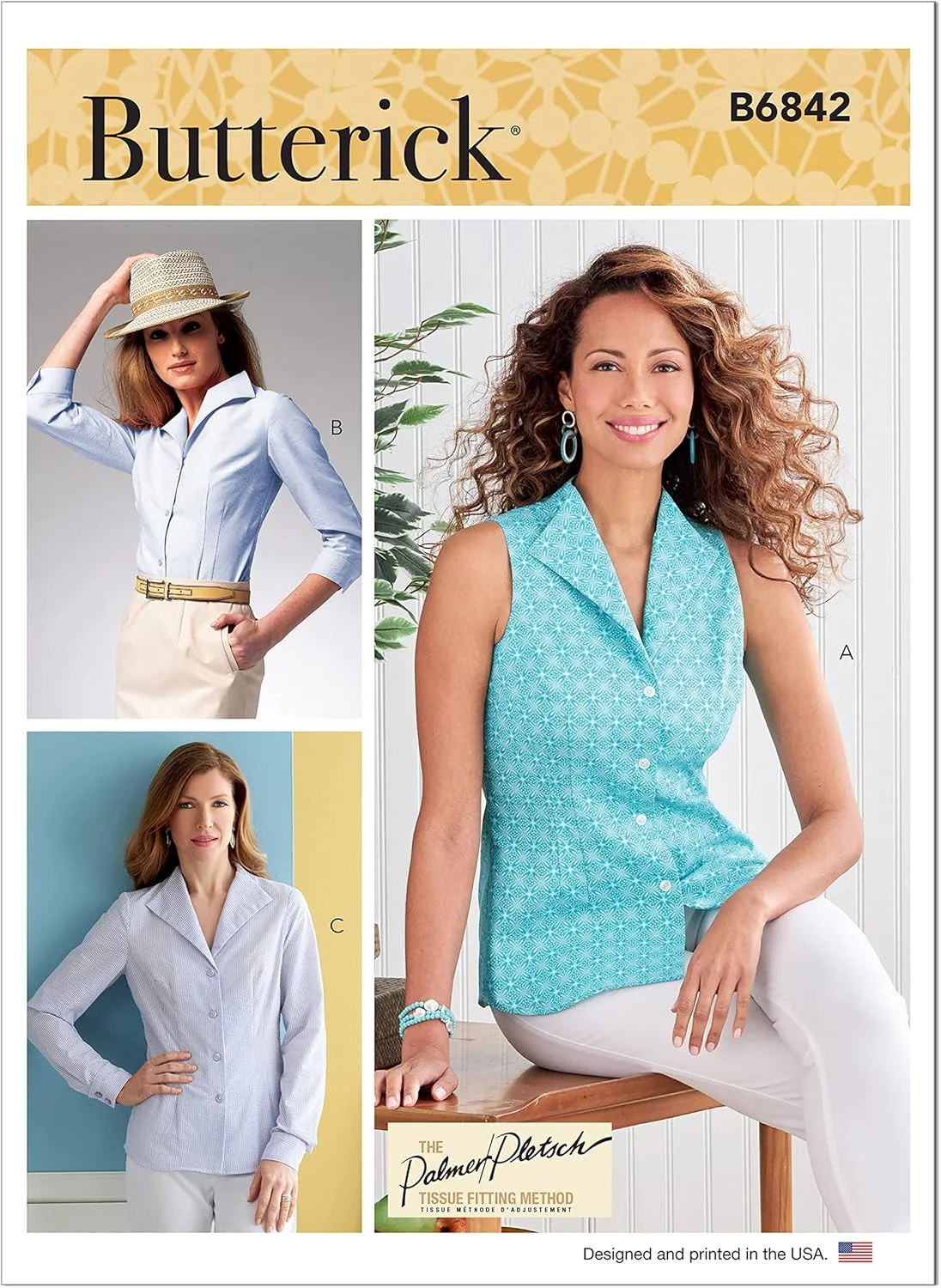 کیت پیراهن نیمه جذب زنانه Butterick، الگوی خیاطی کد B6842، سایزهای 16-18-20-22-24، چند رنگ 2 تکه