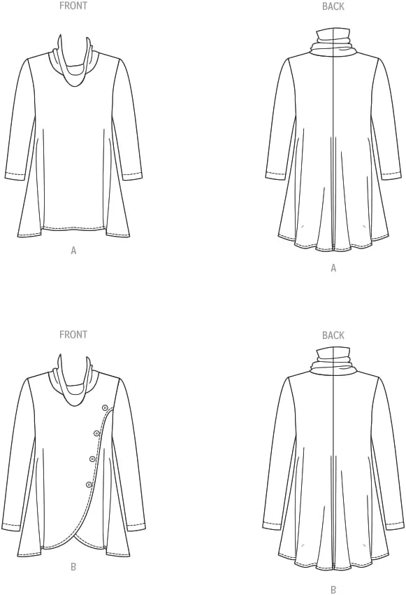 الگوی خیاطی تاپ های یقه شل کشی زنانه Butterick، مدل B6961، سایزهای 4-6-8-10-12، چند رنگ