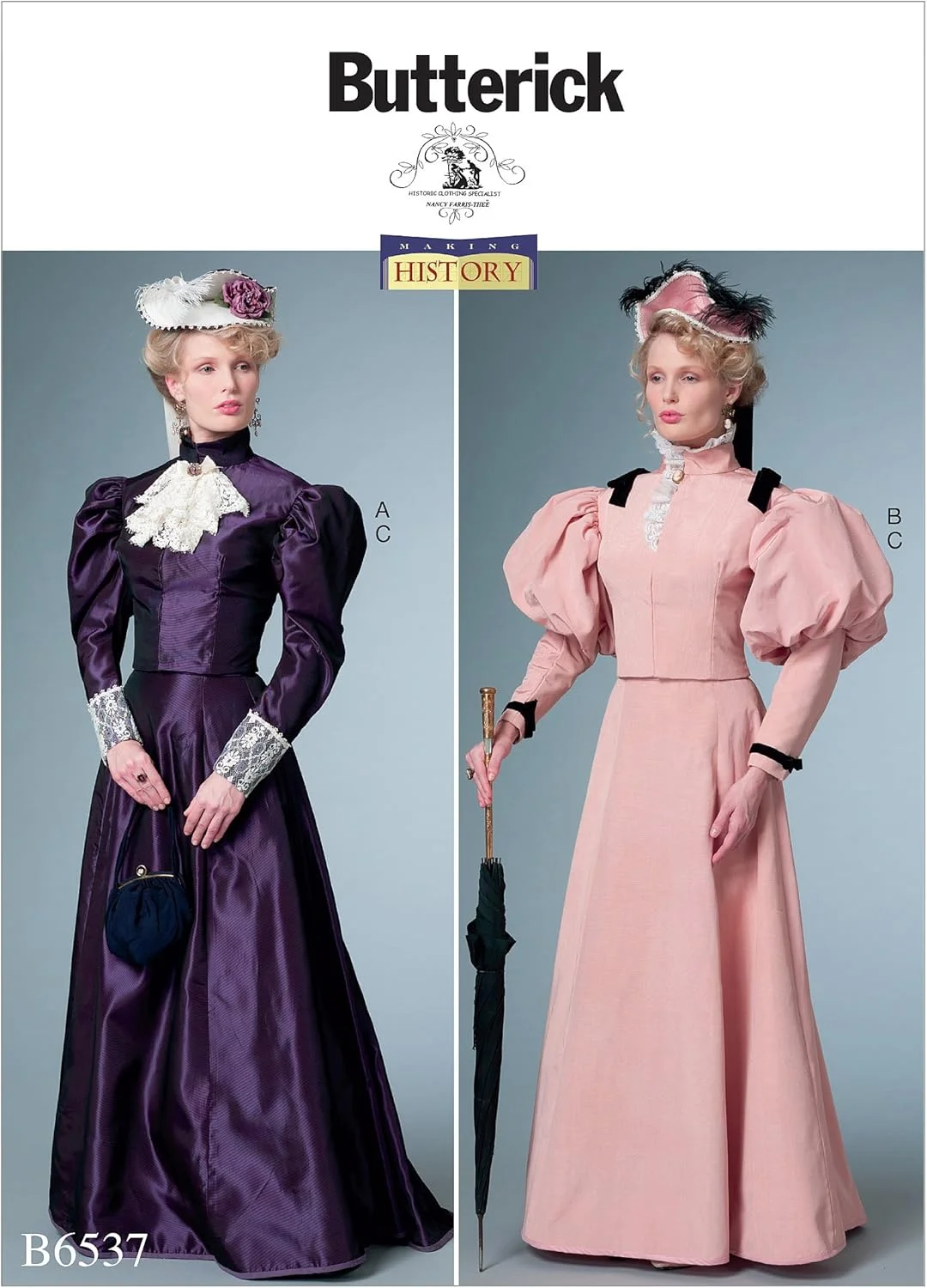 الگوی خیاطی لباس زنانه ویکتوریایی باتریک، شامل پیراهن و دامن، سایزهای 6-14