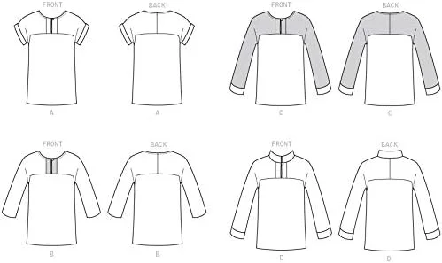 الگوهای خیاطی باتریک 6416 E5 سایزهای 14-22 طرح تونیک - چند رنگ