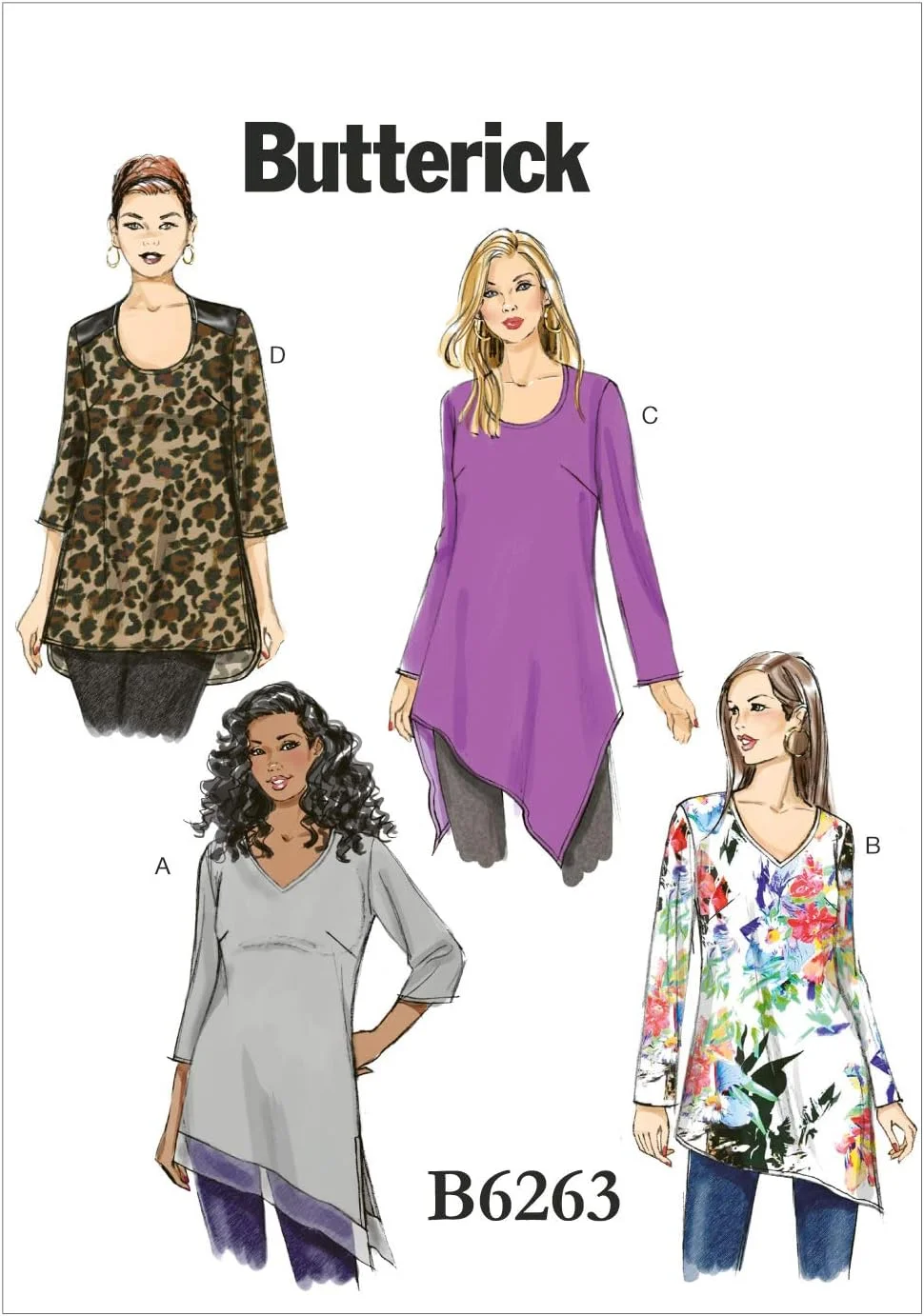 الگوهای خیاطی باتریک 6263 KK، تونیک زنانه، سایزهای 26W-28W-30W-32W، ژرژت