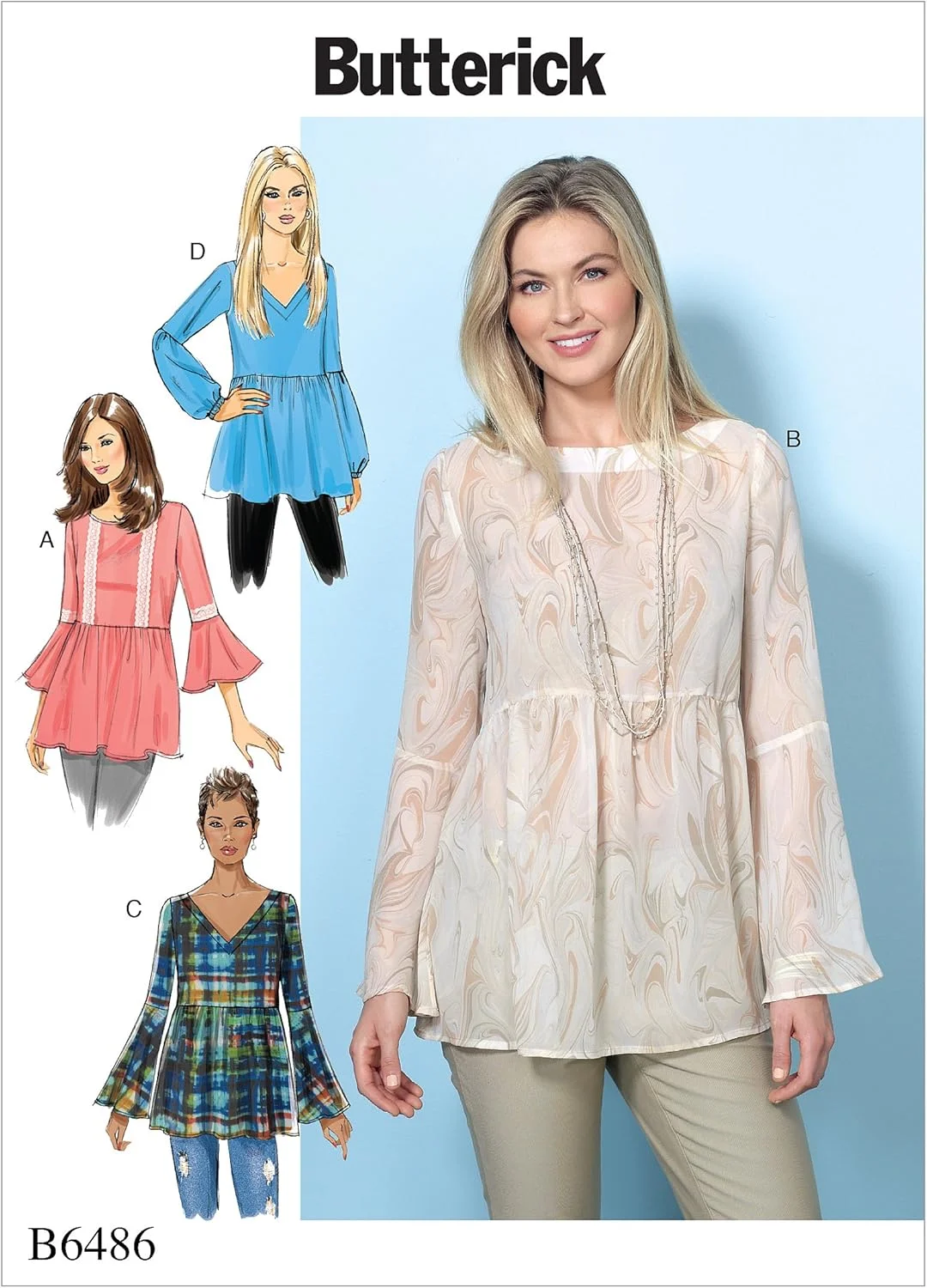 الگوهای خیاطی باتریک 6486 Y، تاپ زنانه، سایز XSM-MED، کاغذی، چند رنگ، 17 x 0.5 x 22 سانتی متر