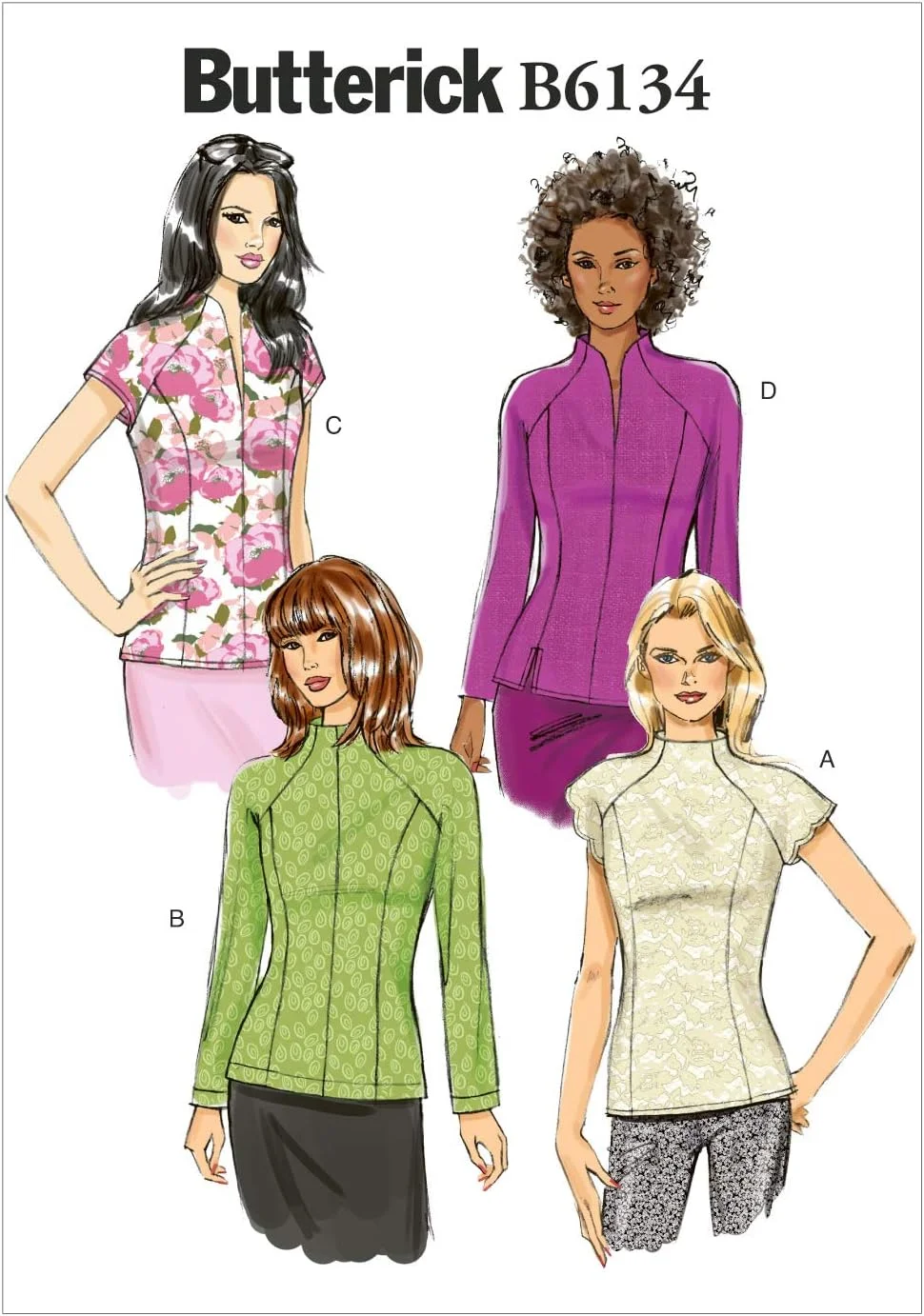 الگو خیاطی تاپ زنانه Butterick Patterns B6134، سایز E5 (14-16-18-20-22)