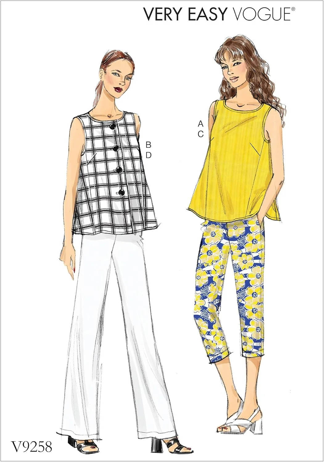 الگوهای خیاطی باتریک ووگ 9258 F5، تاپ و شلوار زنانه، سایز 16-24، کاغذی، چند رنگ، 15 x 0.5 x 22 سانتی متر