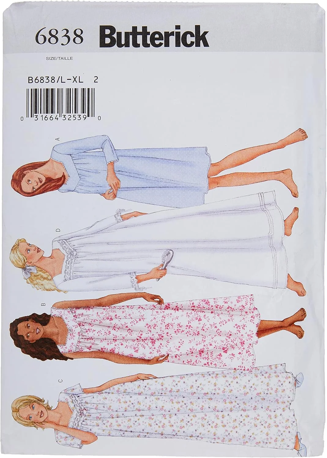الگوهای خیاطی باتریک B6838 لباس خواب زنانه/زنانه ریزه اندام، سایز بزرگ (L-XL)