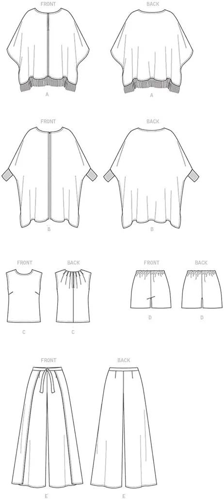 الگوهای Butterick VOGUE 9191 Y، پانچو زنانه، تاپ، شورت و شلوار، سایزهای XSM-MED الگوهای Butterick VOGUE 9191 Y، پانچو زنانه، تاپ، شورت و شلوار، سایزهای XSM-MED