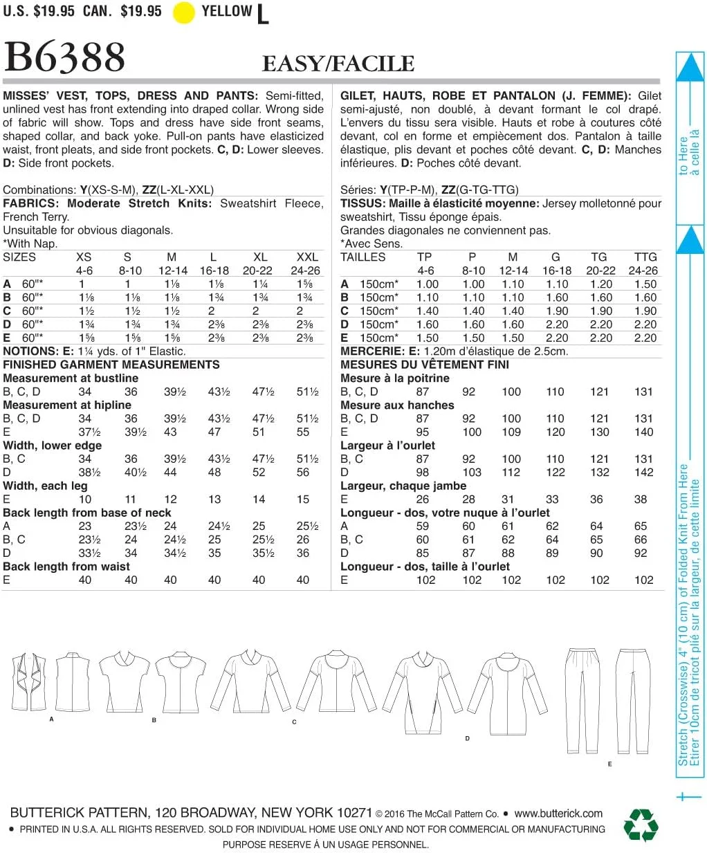 الگوهای خیاطی Butterick 6388 ZZ، جلیقه زنانه، تاپ، پیراهن و شلوار، سایز بزرگ تا خیلی بزرگ، کاغذی، چند رنگ، 17 x 0.5 x 22 سانتی متر الگوهای خیاطی Butterick 6388 ZZ، جلیقه زنانه، تاپ، پیراهن و شلوار، سایز بزرگ تا خیلی بزرگ، کاغذی، چند رنگ، 17 x 0.5 x 22 سانتی متر