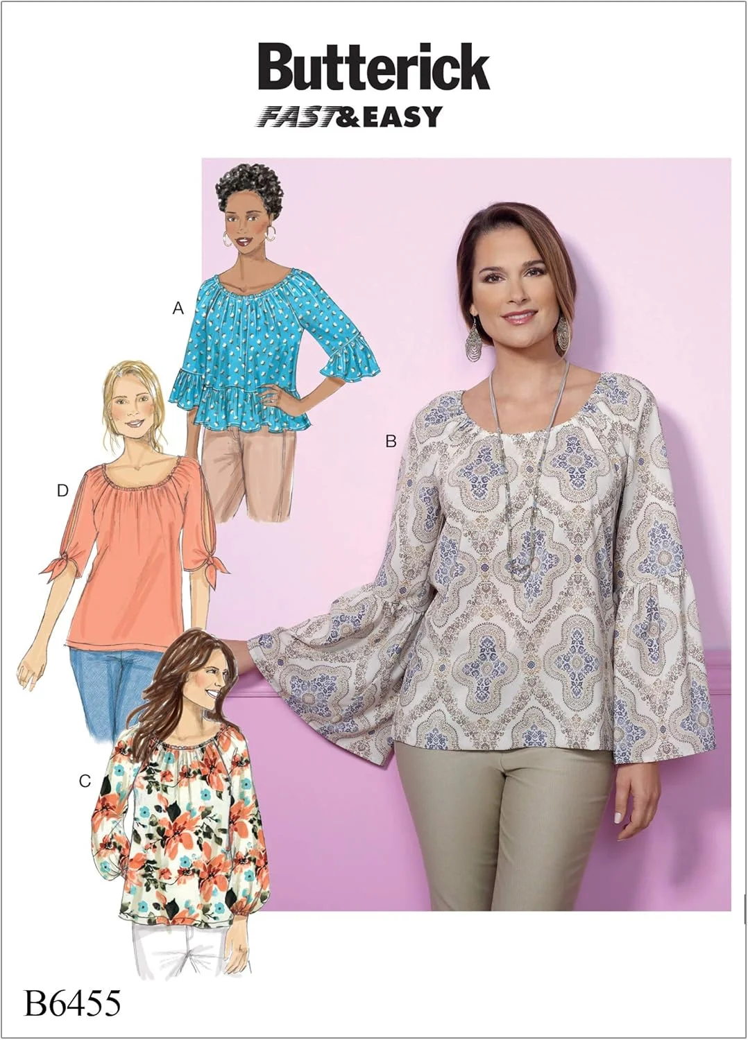 الگوهای خیاطی باتریک 6455 ZZ، تاپ زنانه، سایز بزرگ تا خیلی بزرگ، کاغذی، چند رنگ، 17 x 0.5 x 22 سانتی متر