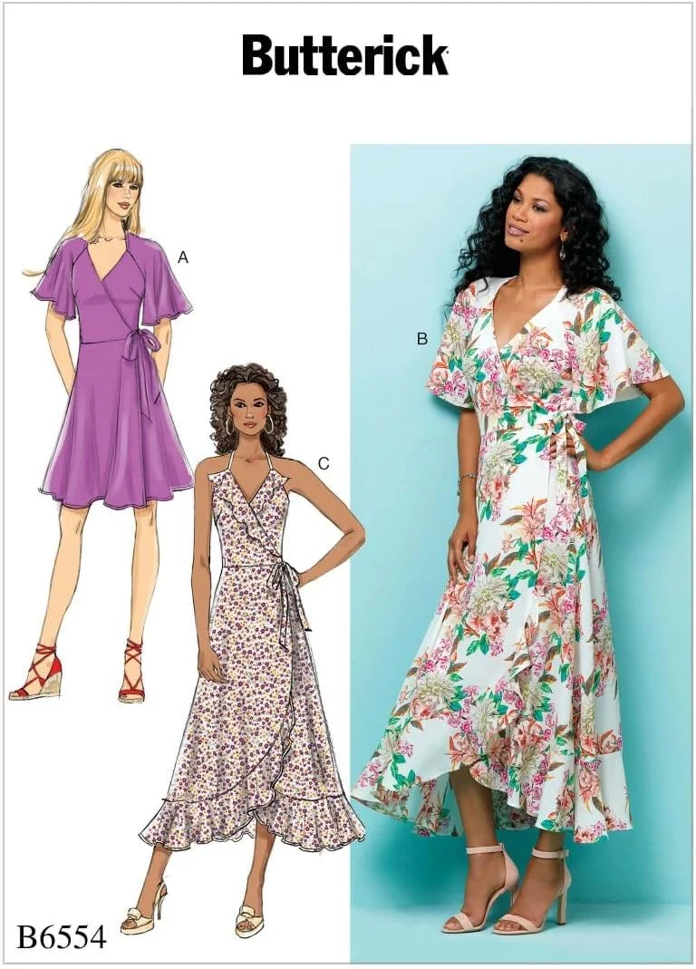 الگوهای خیاطی باتریک 6554 A5 سایزهای 6-14، لباس های زنانه مدلWrap، کاغذی، چند رنگ، 17 x 0.5 x 22 سانتی متر