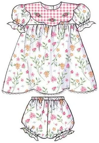 الگوهای Butterick B4110 لباس/شورت/سرهمی/کلاه نوزاد، بسته 1 عددی، سفید