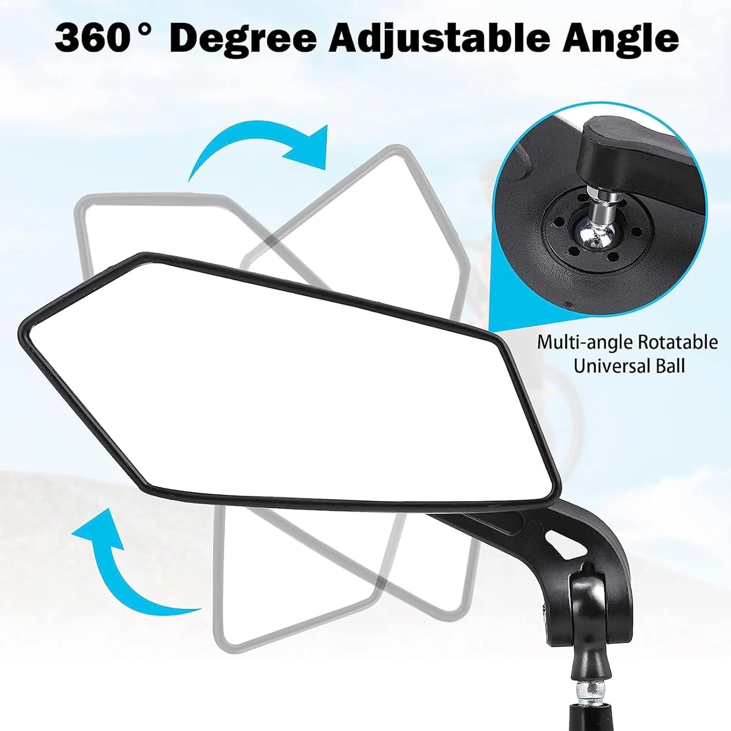 آینه دوچرخه نصب شده روی فرمان، آینه های دید عقب دوچرخه قابل تنظیم 360 درجه لوازم جانبی ایمنی دوچرخه آینه محدب HD برای دوچرخه های کوهستانی، جاده ای، برقی، دوچرخه های خاکی فرمان