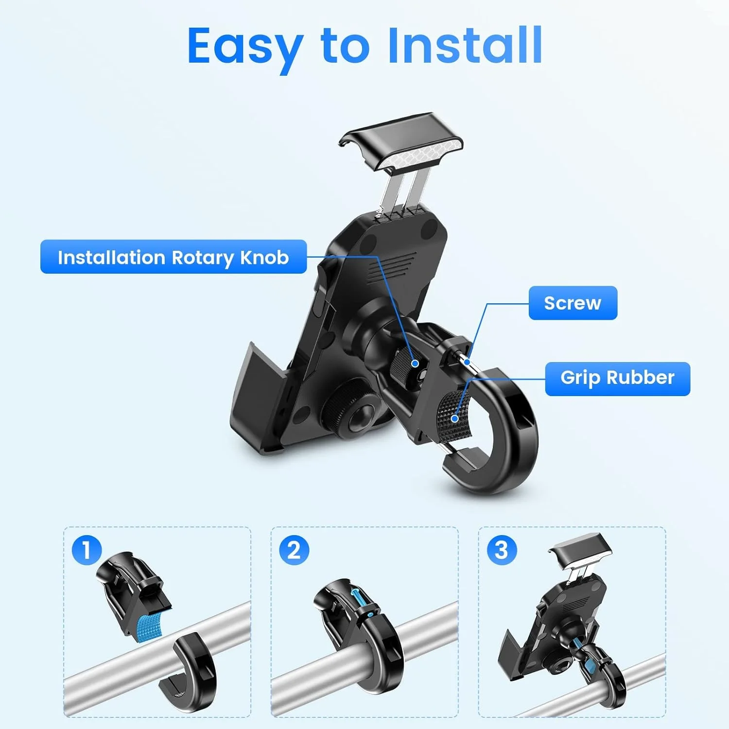 نگهدارنده گوشی موتور سیکلت و دوچرخه MAKINGTEC، مناسب برای ATV/دوچرخه/کالسکه/اسکوتر با قفل ایمنی، گیره فرمان ضد لغزش و ضد لرزش، مناسب برای آیفون 13 پرو مکس / 12 پرو مکس / 11 / تلفن همراه 4.5 اینچ - 7 اینچ