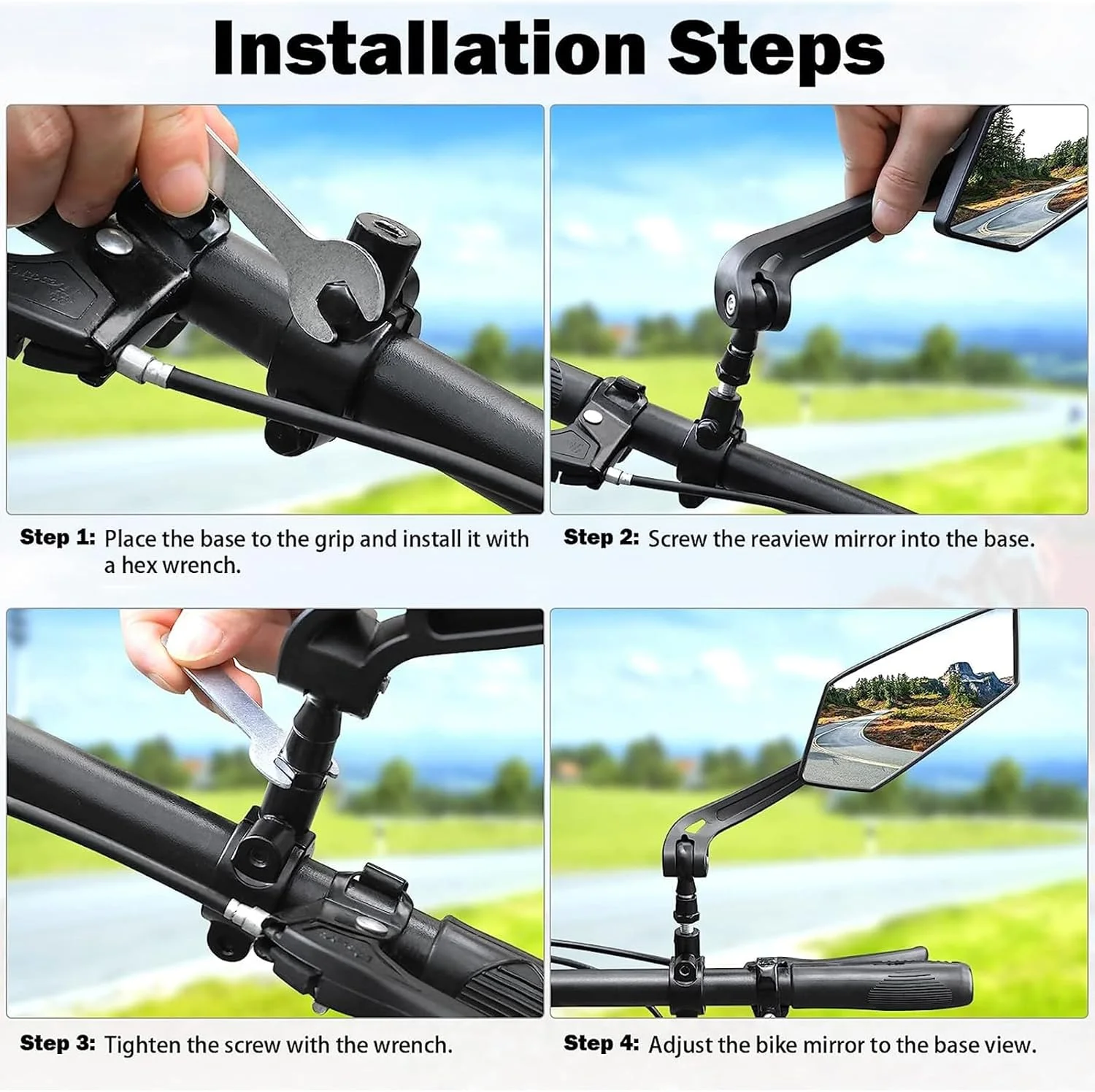 آینه دوچرخه نصب شده روی فرمان، آینه های دید عقب دوچرخه قابل تنظیم 360 درجه لوازم جانبی ایمنی دوچرخه آینه محدب HD برای دوچرخه های کوهستانی، جاده ای، برقی، دوچرخه های خاکی فرمان