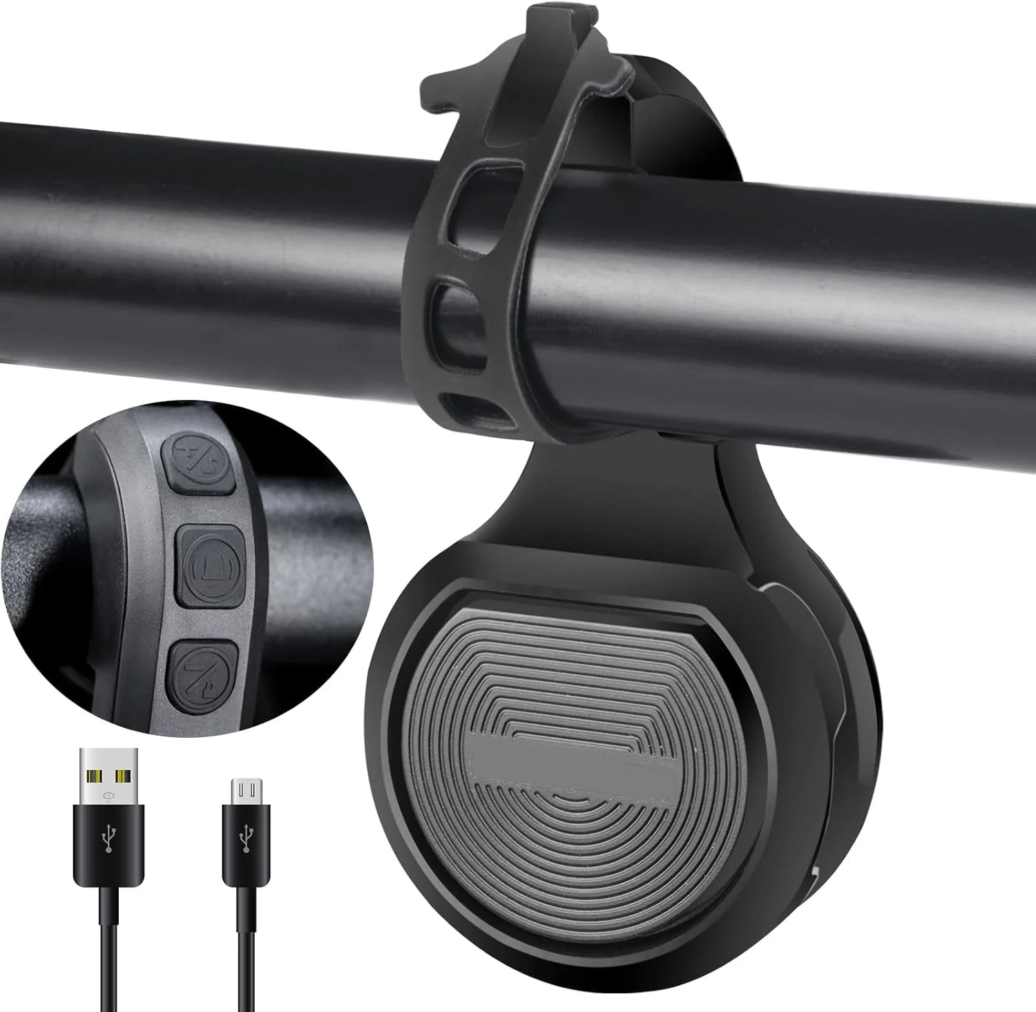 بوق برقی دوچرخه NALACAL، زنگ دوچرخه قابل تنظیم 80-130 دسی بل، بوق اسکوتر با USB قابل شارژ، لوازم جانبی ضد آب دوچرخه برای بزرگسالان و کودکان، زنگ دوچرخه کوهستانی