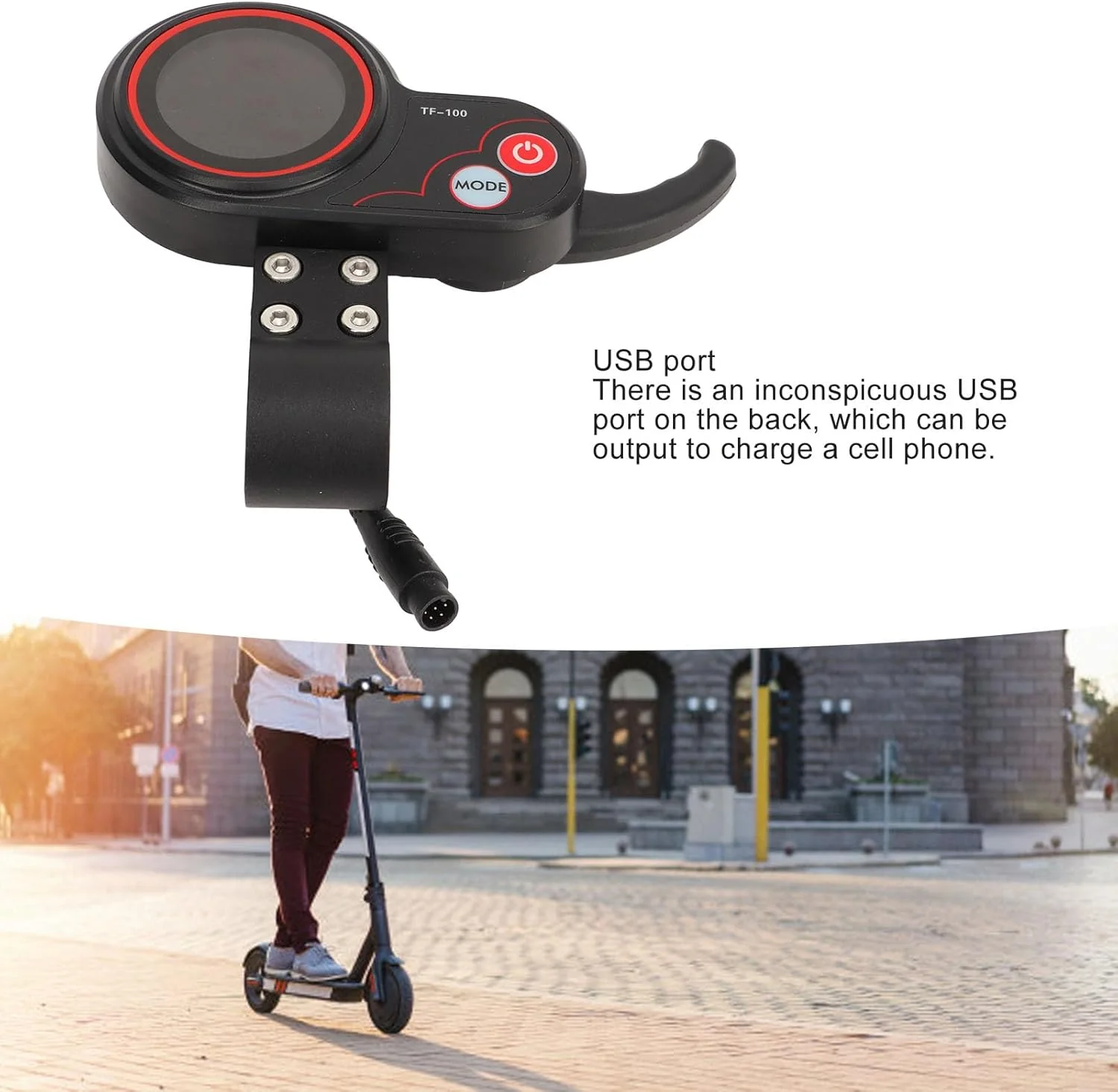 دریچه گاز برقی BROLEO با نمایشگر LCD، کانکتور ضد آب 6 پین، شارژ USB، نمایشگر چندگانه برای اسکوتر برقی Kugoo M4