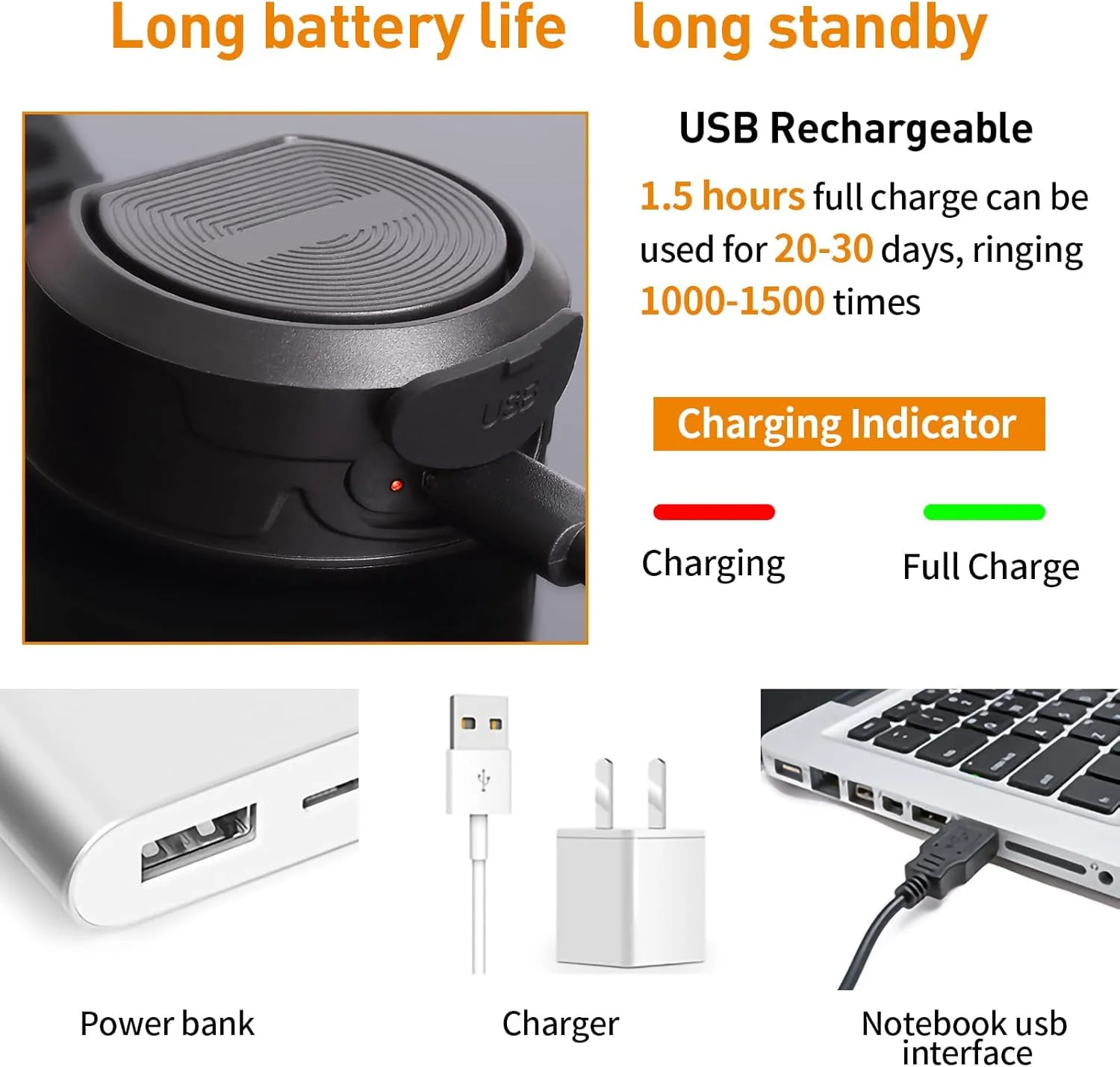 بوق برقی دوچرخه NALACAL، زنگ دوچرخه قابل تنظیم 80-130 دسی بل، بوق اسکوتر با USB قابل شارژ، لوازم جانبی ضد آب دوچرخه برای بزرگسالان و کودکان، زنگ دوچرخه کوهستانی