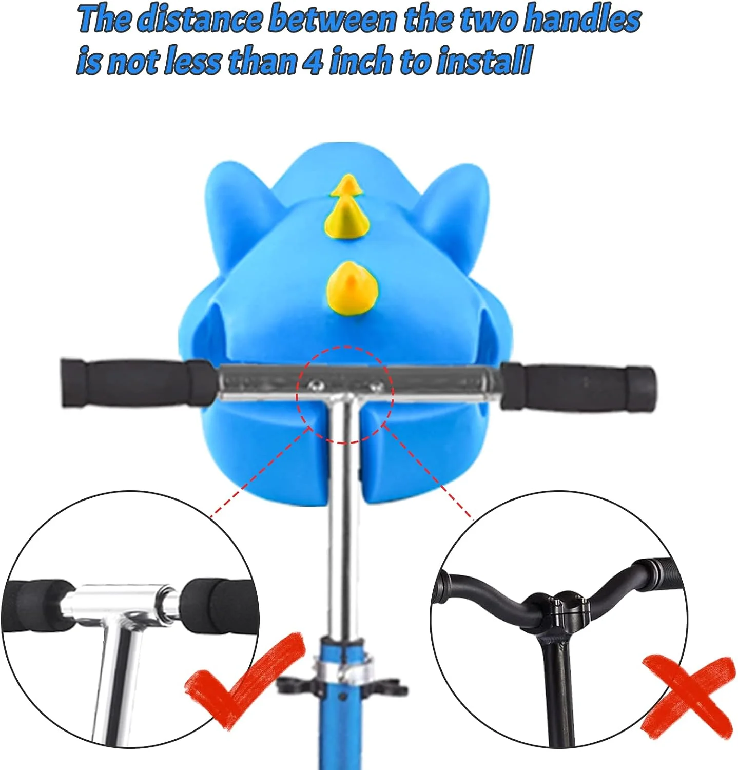 تزئینات دسته دوچرخه بچگانه | روبان های رنگارنگ و تک شاخ | اسباب بازی و هدیه تزئینی سر دایناسور برای کودکان نوپا، اسکوتر، دوچرخه، جامپ استیک