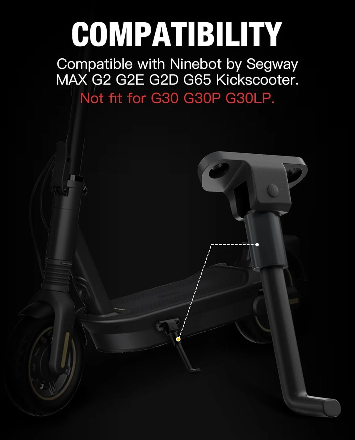 جک اسکوتر Stio سازگار با Ninebot by Segway MAX G2 G65 KickScooter، پایه جانبی آلیاژ آلومینیوم نگهدارنده پایه نگهدارنده اسکوتر لوازم جانبی اصلی