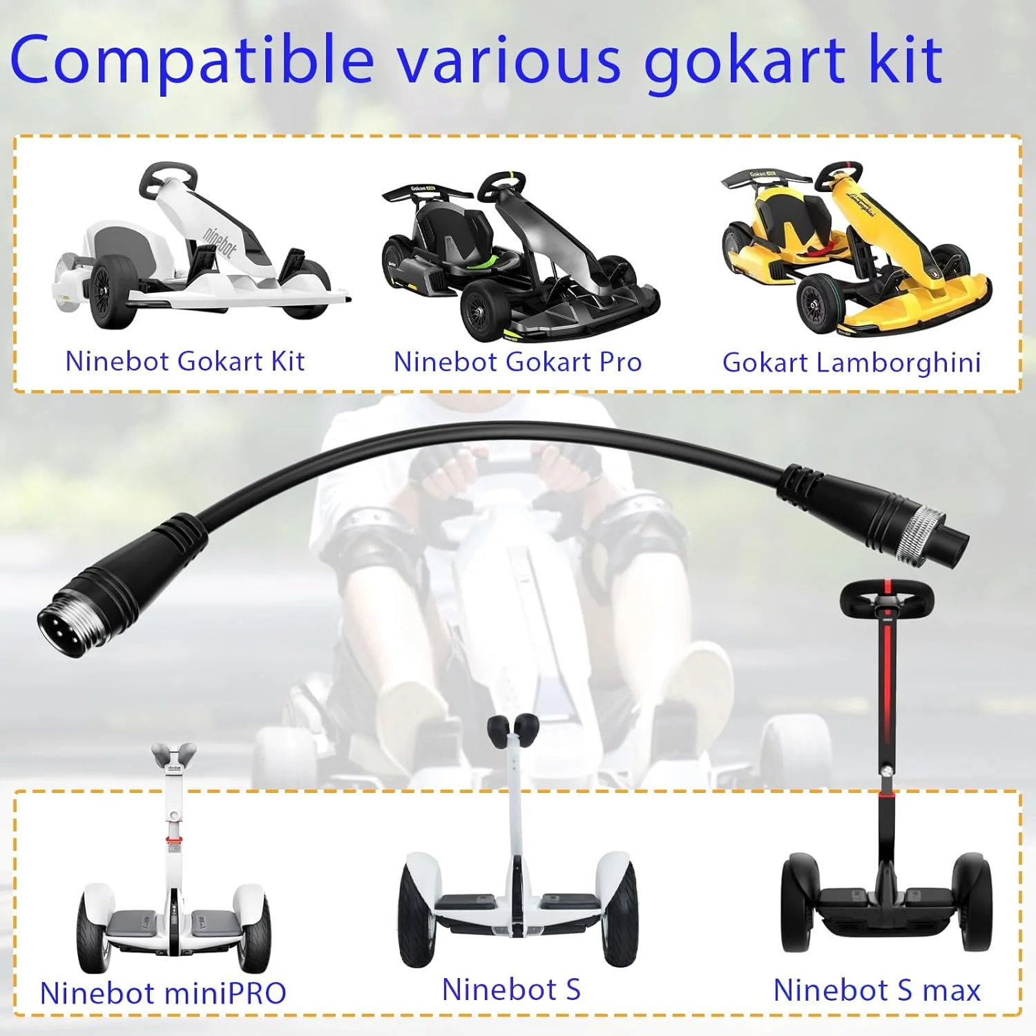 کابل افزایش طول شارژر 4 پین (8.3 اینچ) برای کابل ناین بات، سیم شارژ سازگار با Ninebot by Segway Go Kart Kit MAX/S/Mini PRO Ninebot S Gokart PRO Scooter، لوازم جانبی افزایش طول کابل شارژ سریع