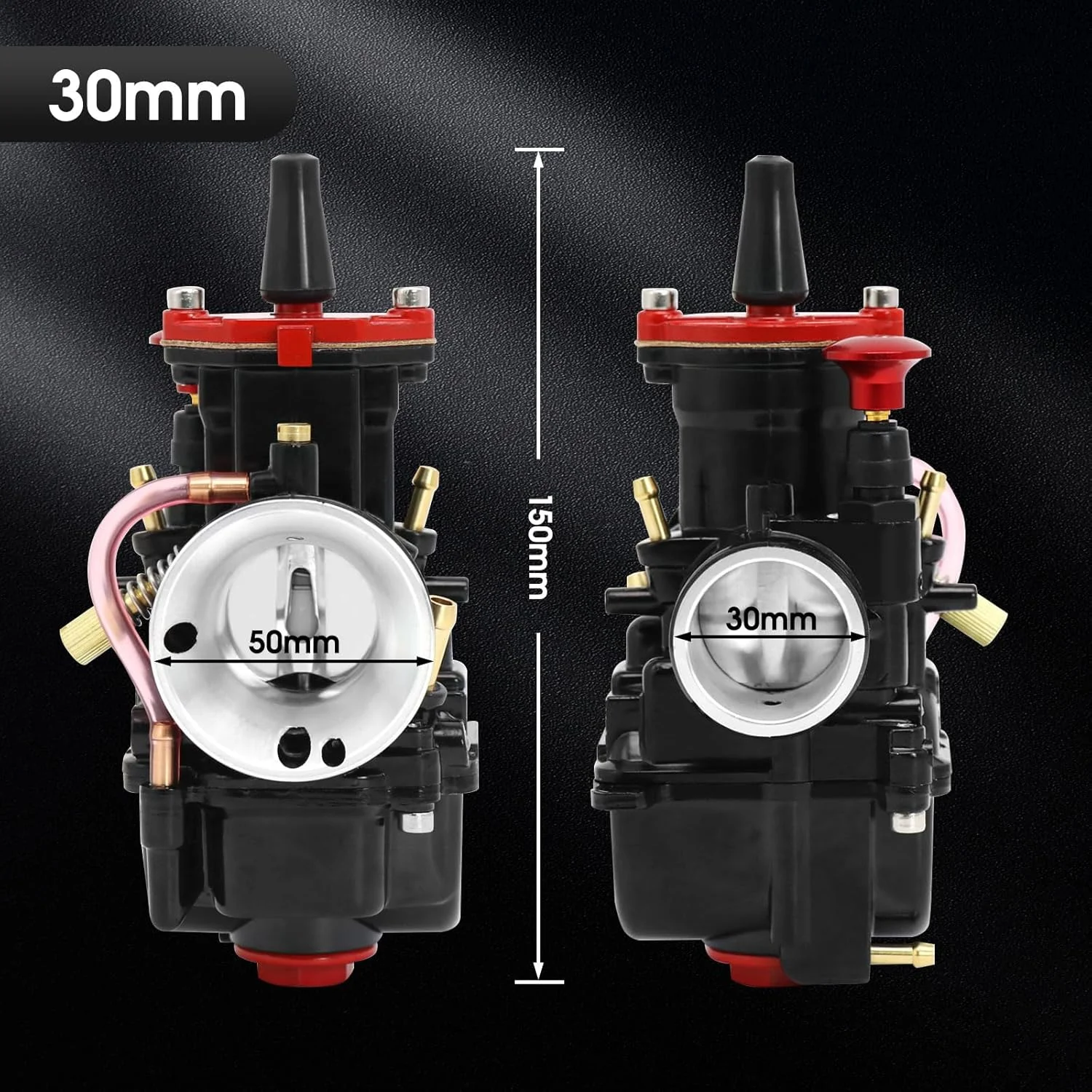کیت کاربراتور مسابقه ای ZSDTRP PWK 30mm با فیلتر هوا، 10 عدد ژیگلور اصلی، 10 عدد ژیگلور فرعی، مناسب برای موتورهای 2 زمانه و 4 زمانه، موتور سیکلت خاکی، موتور کراس، اسکوتر، ATV، Quad، Go Kart (30mm)