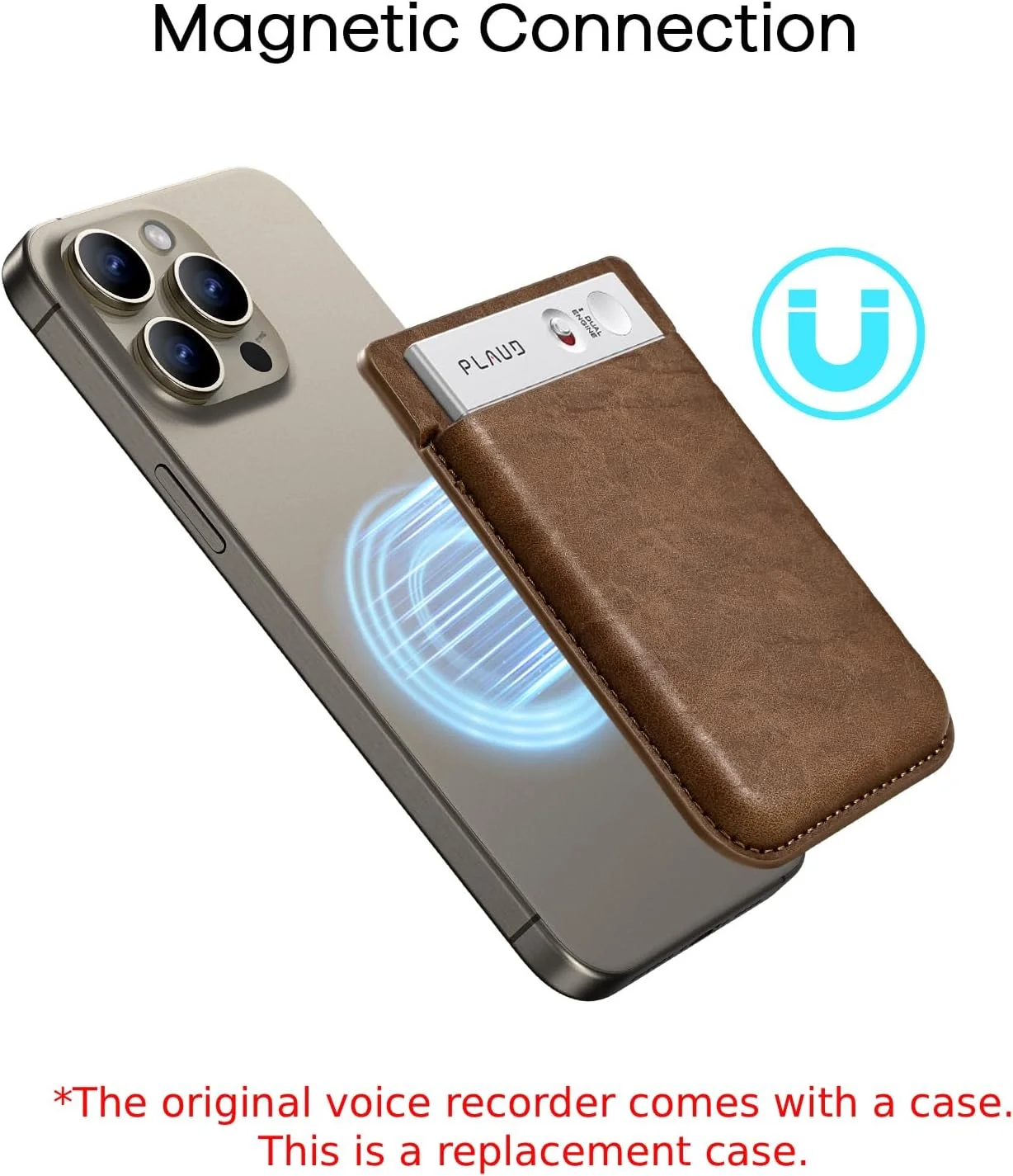 کیف مغناطیسی ضبط صدا سازگار با PLAUD Note، قاب محافظ قابل حمل ضبط کننده هوش مصنوعی PLAUD Note، قهوه ای