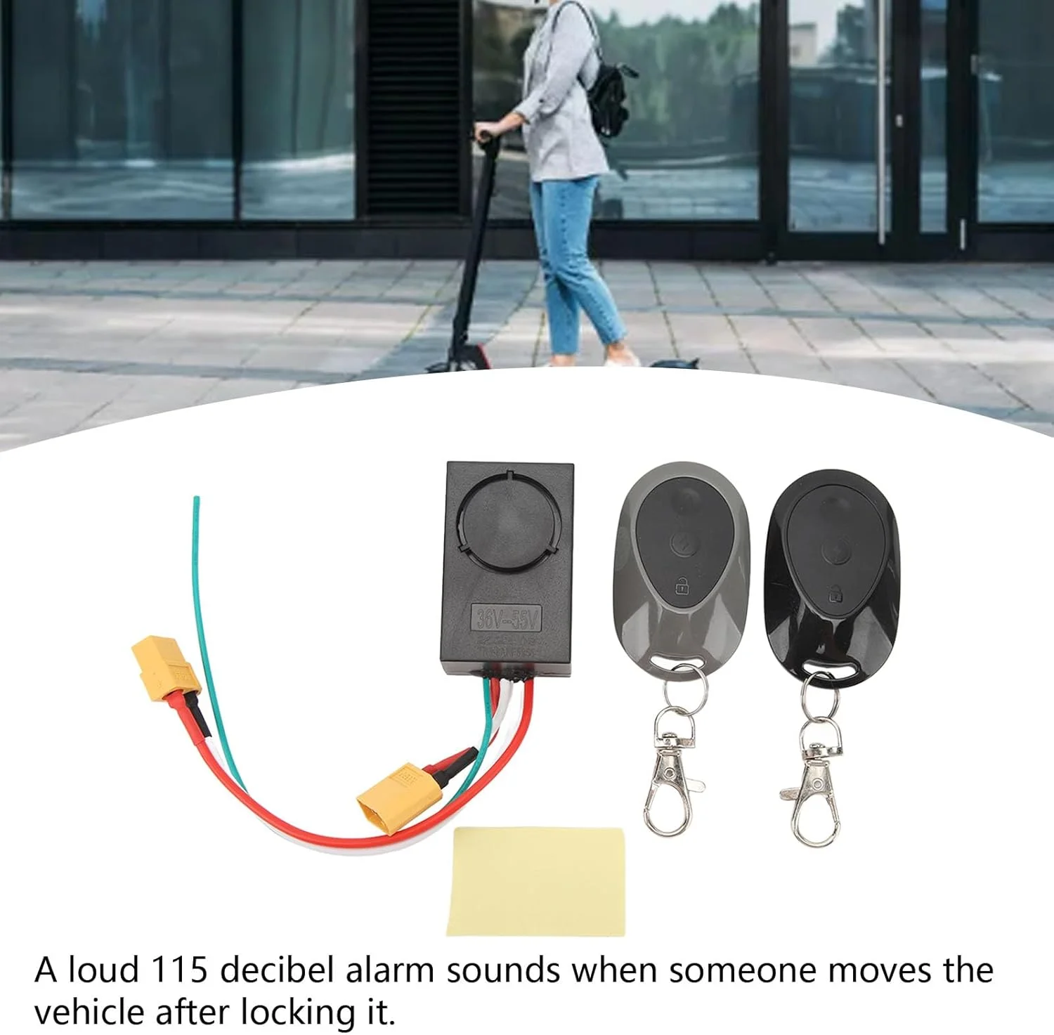 دزدگیر ضد سرقت 115dB TUWEI برای اسکوتر برقی G30، دزدگیر برقی با 2 ریموت کنترل برای رابط 36-55 ولت، لوازم جانبی سیستم امنیتی دستگاه ضد سرقت