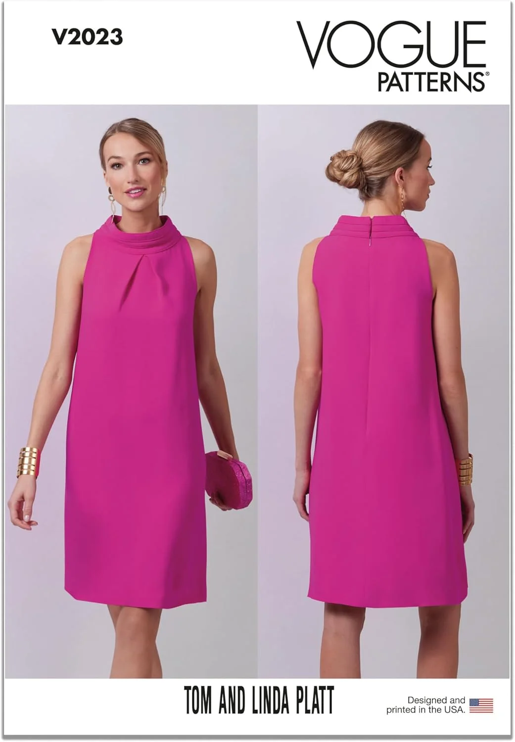 الگوی خیاطی لباس زنانه Vogue Misses' آستر دار، طراحی شده توسط Tom & Linda Platt Inc، کد طراحی V2023، سایز 14-16-18-20-22، چند رنگ