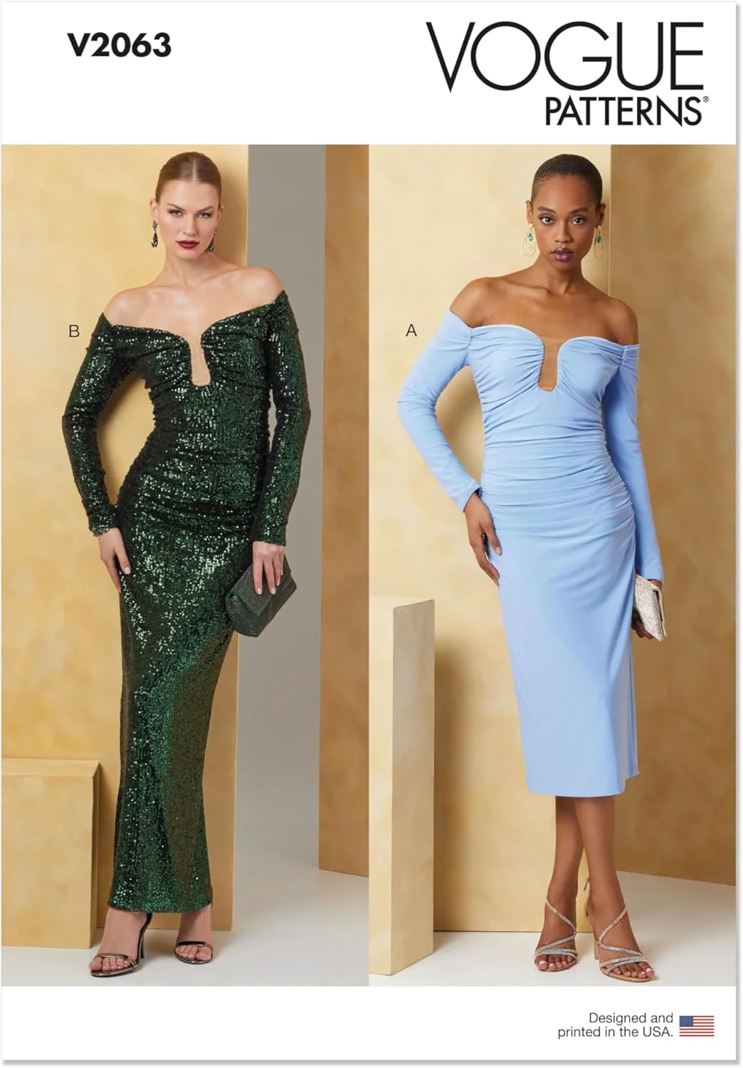 الگوی خیاطی ووگ V2063Y5 لباس زنانه در دو قد Y5 (18-20-22-24-26)