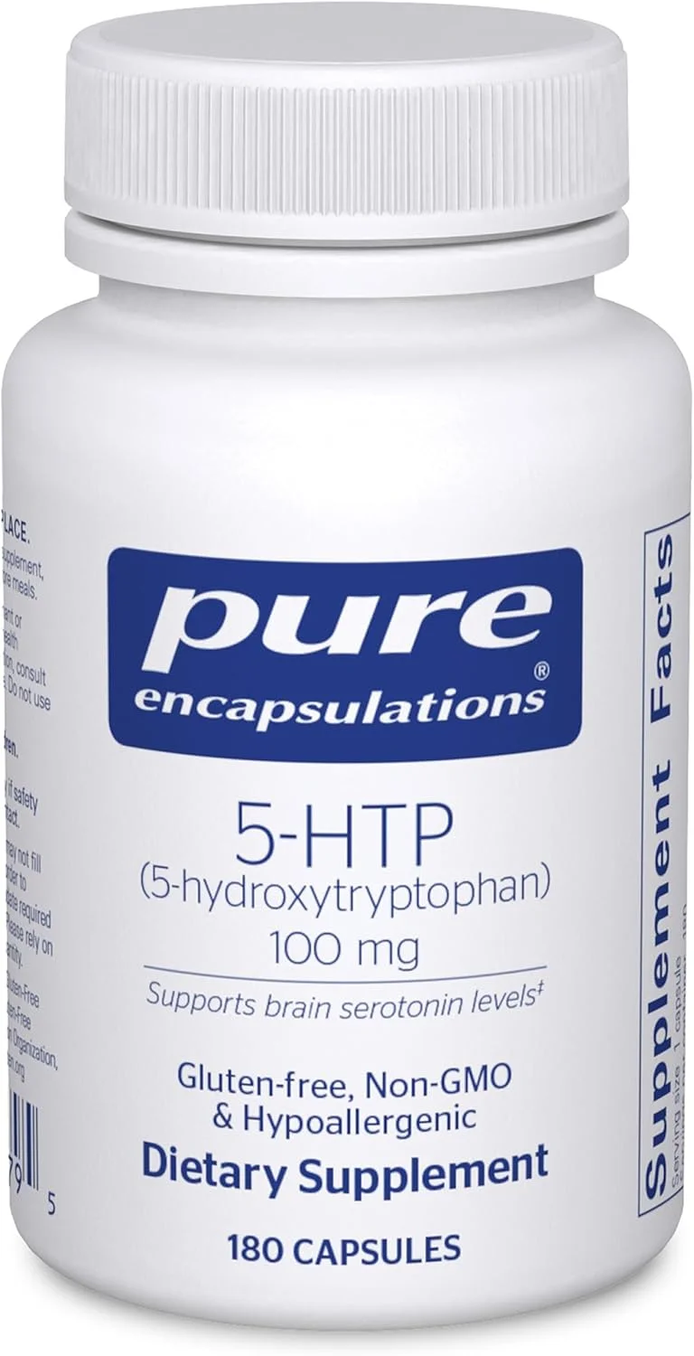 - 5-HTP (5-هیدروکسی تریپتوفان) 100 میلی گرم - مکمل غذایی ضد حساسیت برای تقویت سنتز سروتونین - 180 کپسول