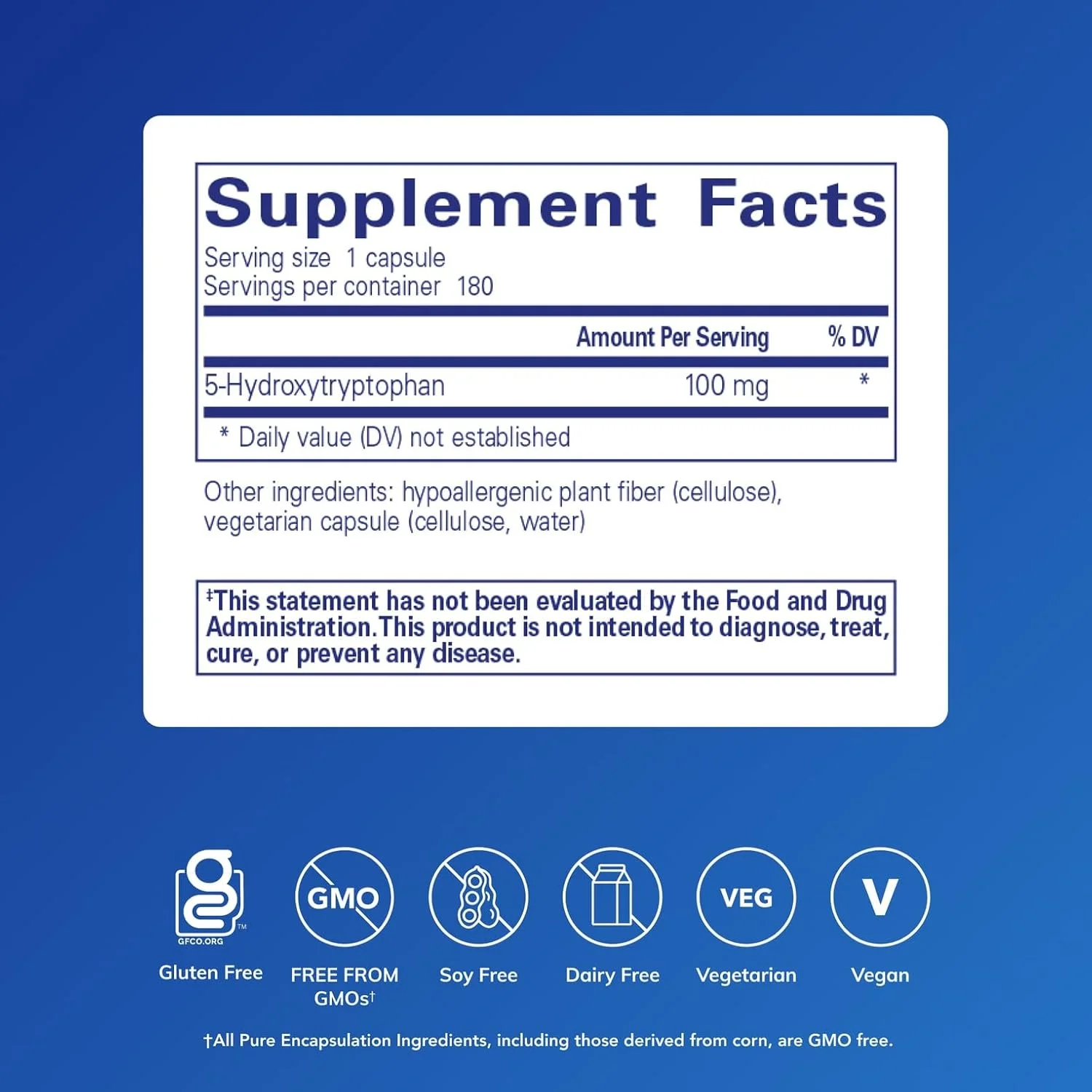 - 5-HTP (5-هیدروکسی تریپتوفان) 100 میلی گرم - مکمل غذایی ضد حساسیت برای تقویت سنتز سروتونین - 180 کپسول