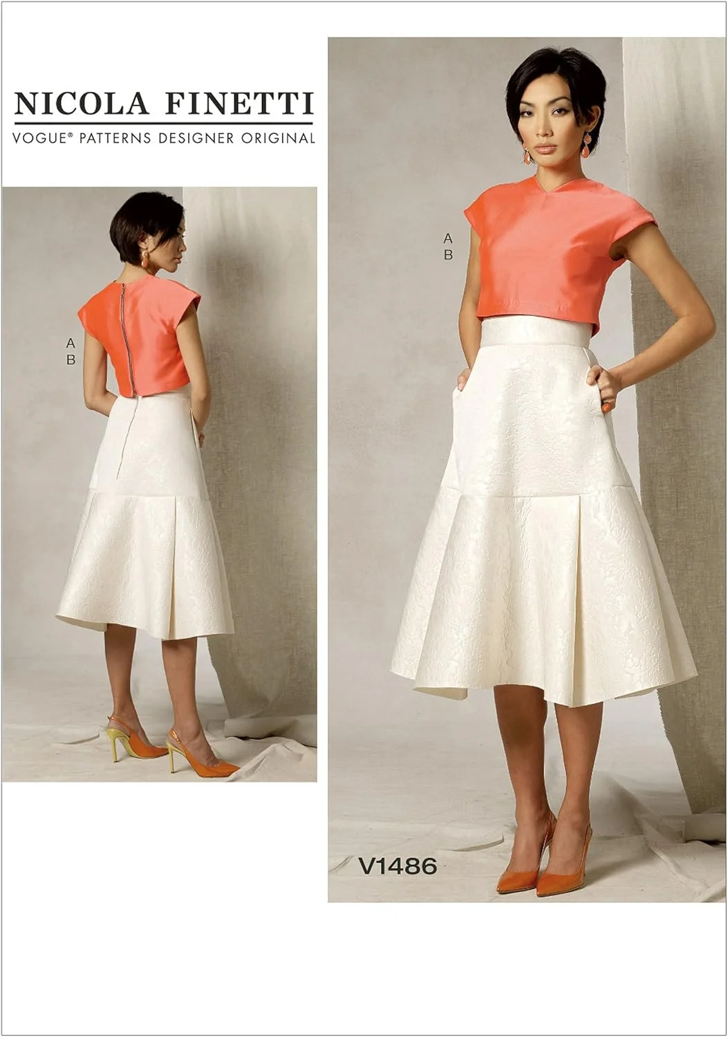 الگوهای VOGUE 1486 A5، تاپ و دامن زنانه، سایزهای 6-14، چند رنگ، (6-8-10-12-14)